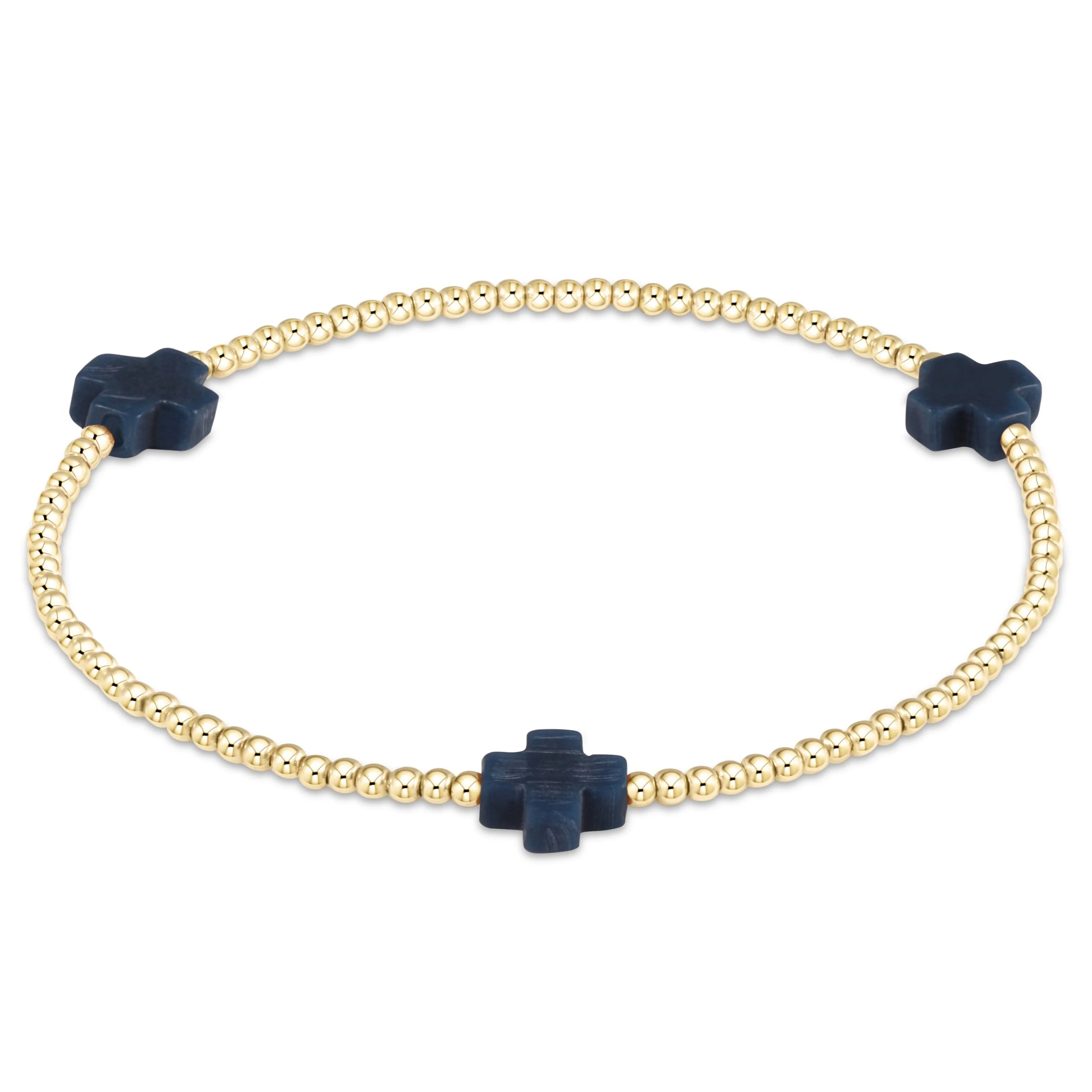 Signature Cross Gold Pattern 2mm Bead Bracelet-260 eNewton-eNewton-The Lovely Closet, Women's Fashion Boutique in Alexandria, KY