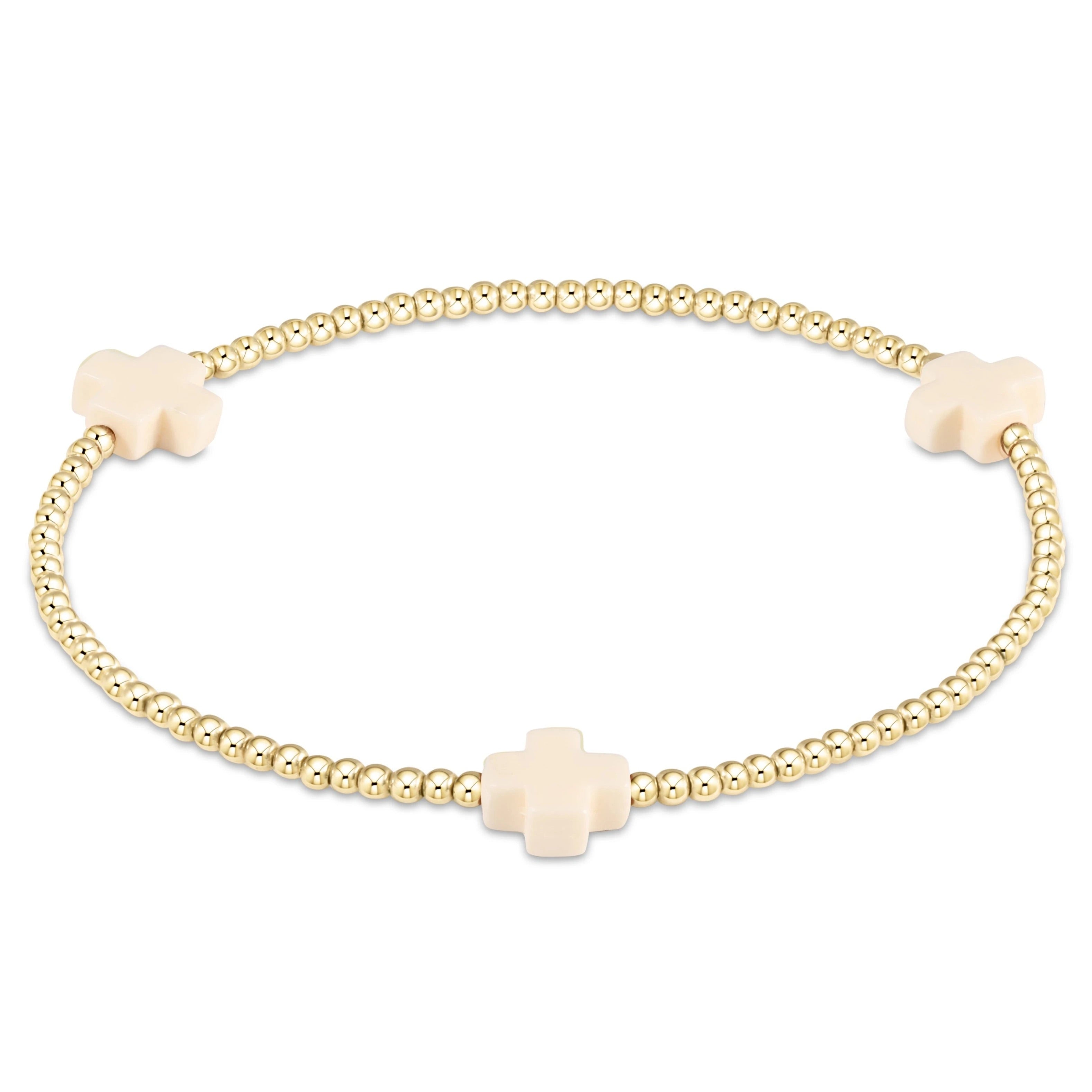 Signature Cross Gold Pattern 2mm Bead Bracelet-260 eNewton-eNewton-The Lovely Closet, Women's Fashion Boutique in Alexandria, KY