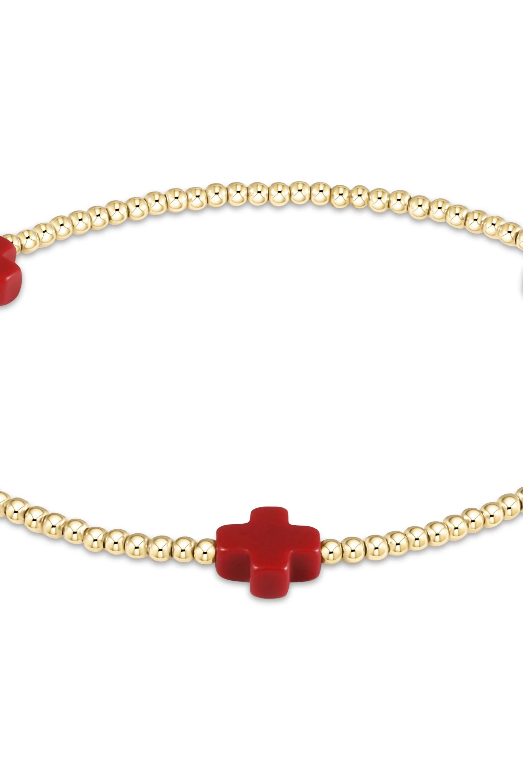 Signature Cross Gold Pattern 2mm Bead Bracelet-260 eNewton-eNewton-The Lovely Closet, Women's Fashion Boutique in Alexandria, KY