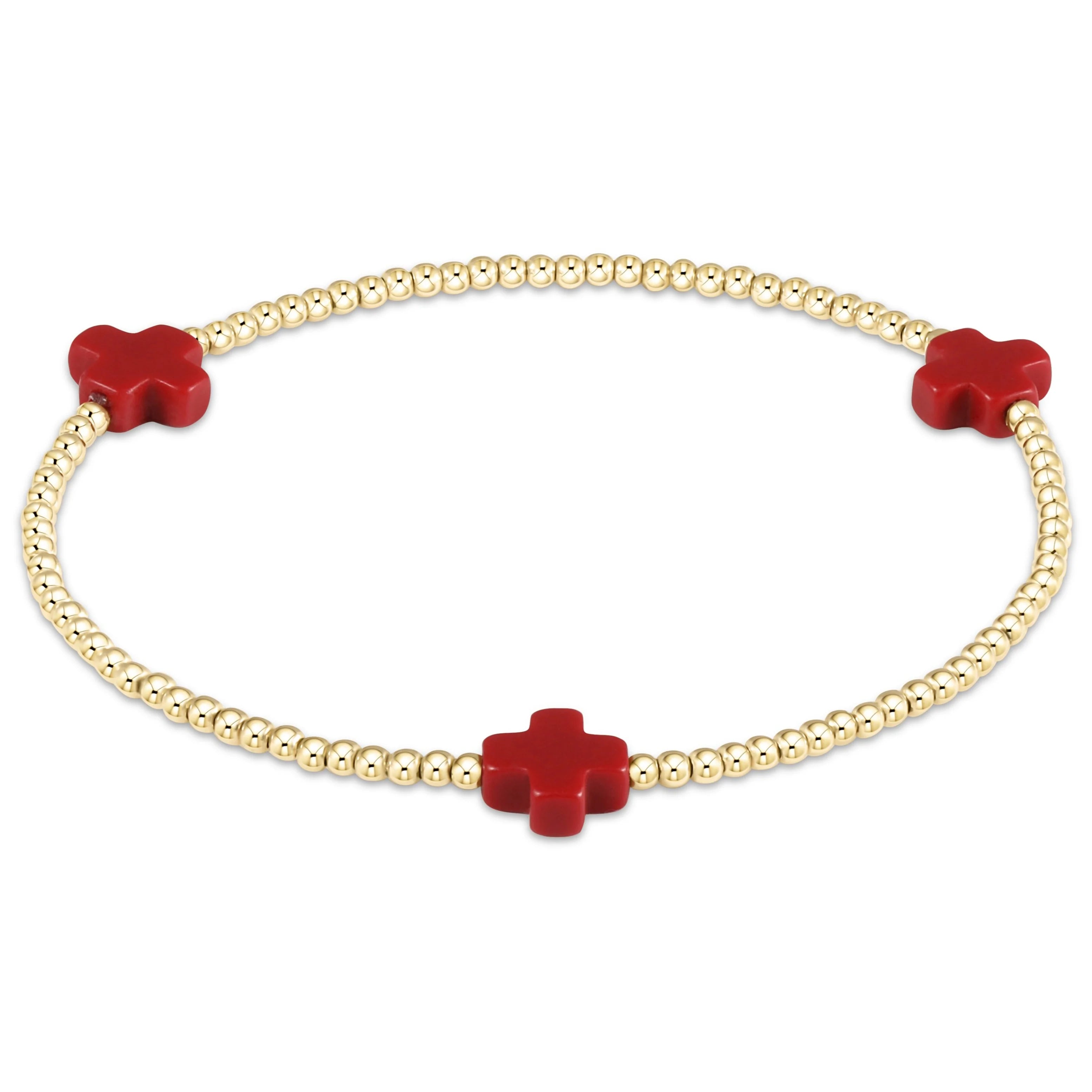 Signature Cross Gold Pattern 2mm Bead Bracelet-260 eNewton-eNewton-The Lovely Closet, Women's Fashion Boutique in Alexandria, KY
