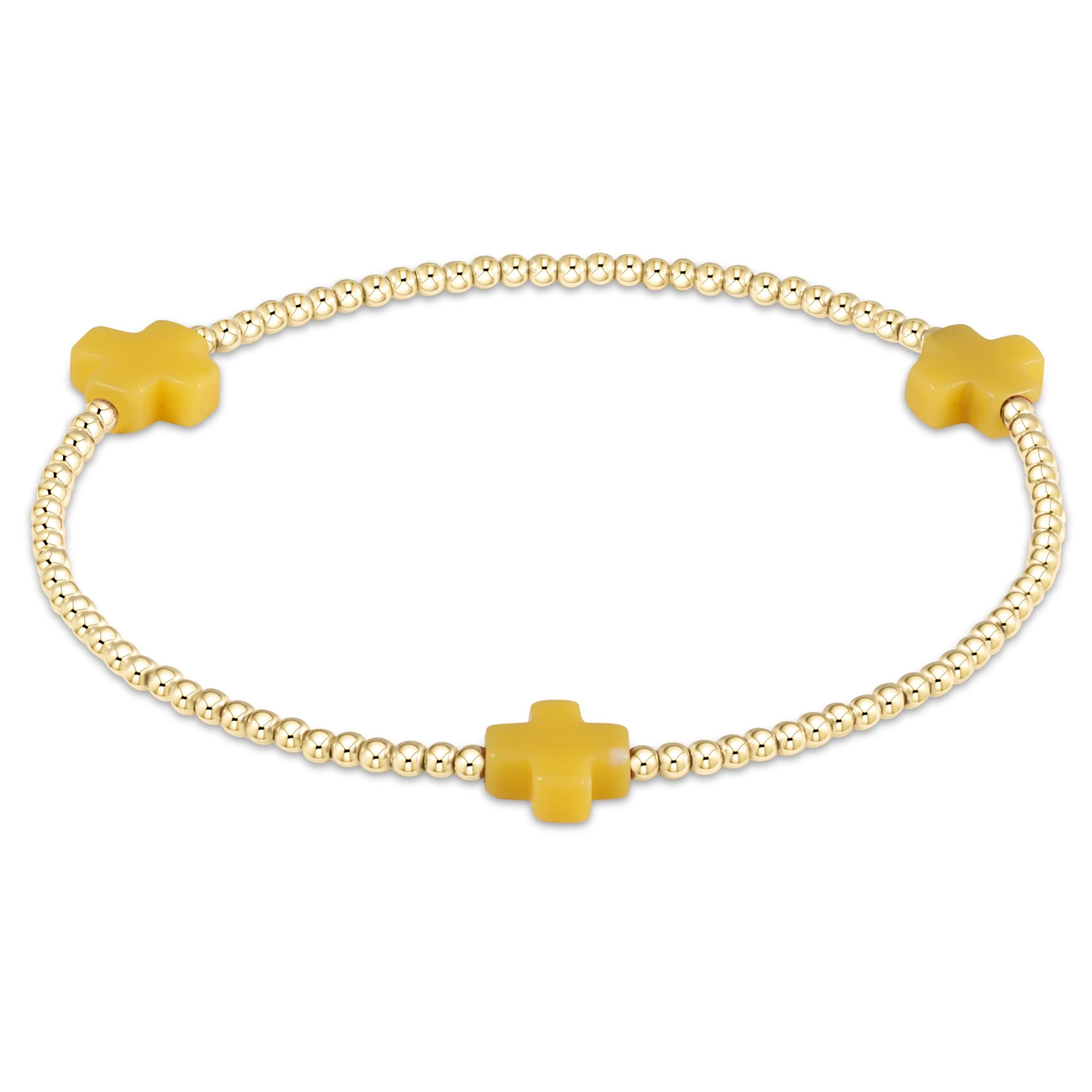 Signature Cross Gold Pattern 2mm Bead Bracelet-260 eNewton-eNewton-The Lovely Closet, Women's Fashion Boutique in Alexandria, KY