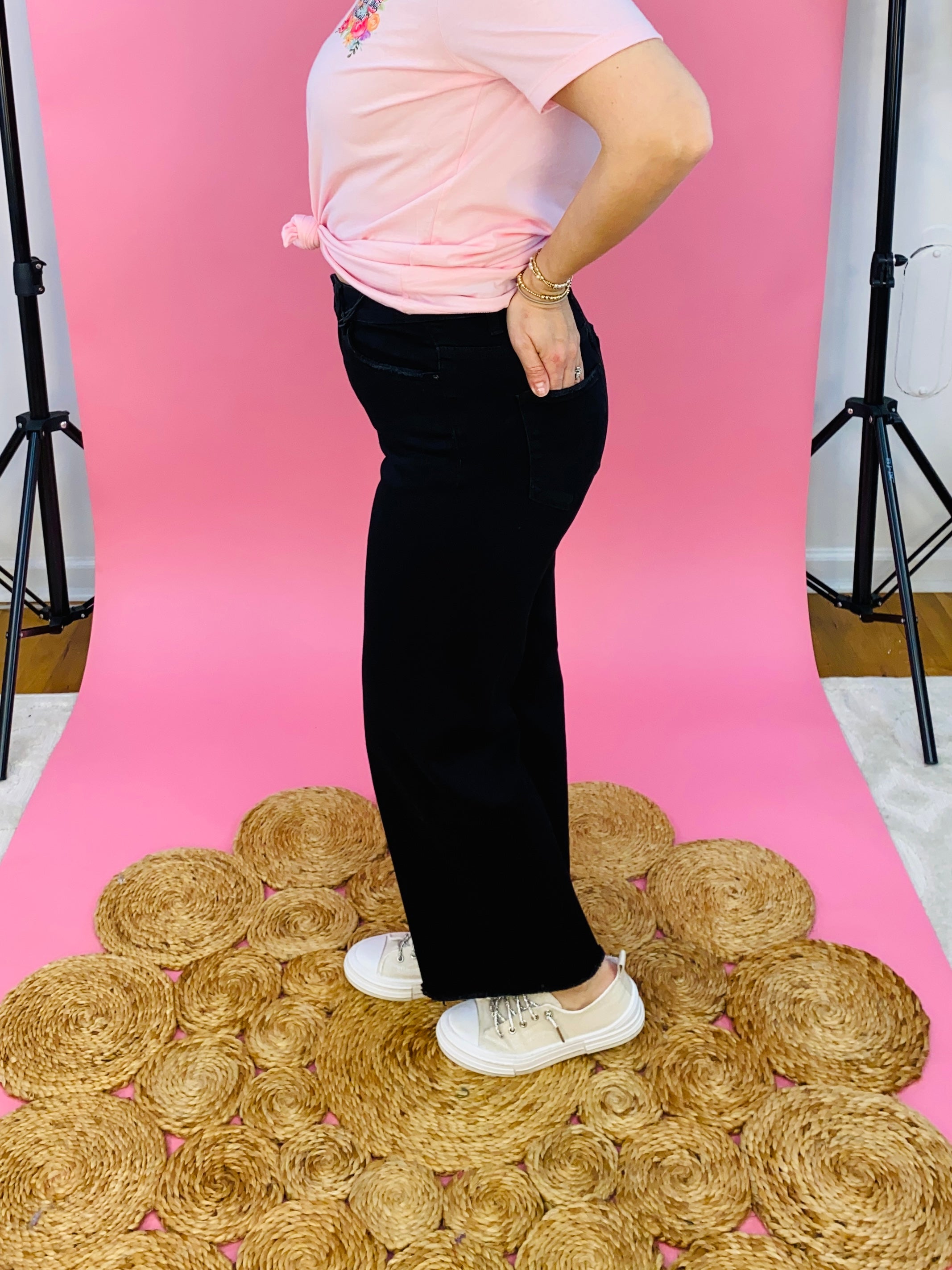 MICA WIDE LEG CROP Black Jeans-210 Jeans-Mica Denim-The Lovely Closet, Women's Fashion Boutique in Alexandria, KY