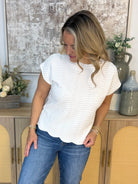 Feeling Refreshed Scalloped Edge Top-100 Short Sleeve Tops-Allie Rose-The Lovely Closet, Women's Fashion Boutique in Alexandria, KY