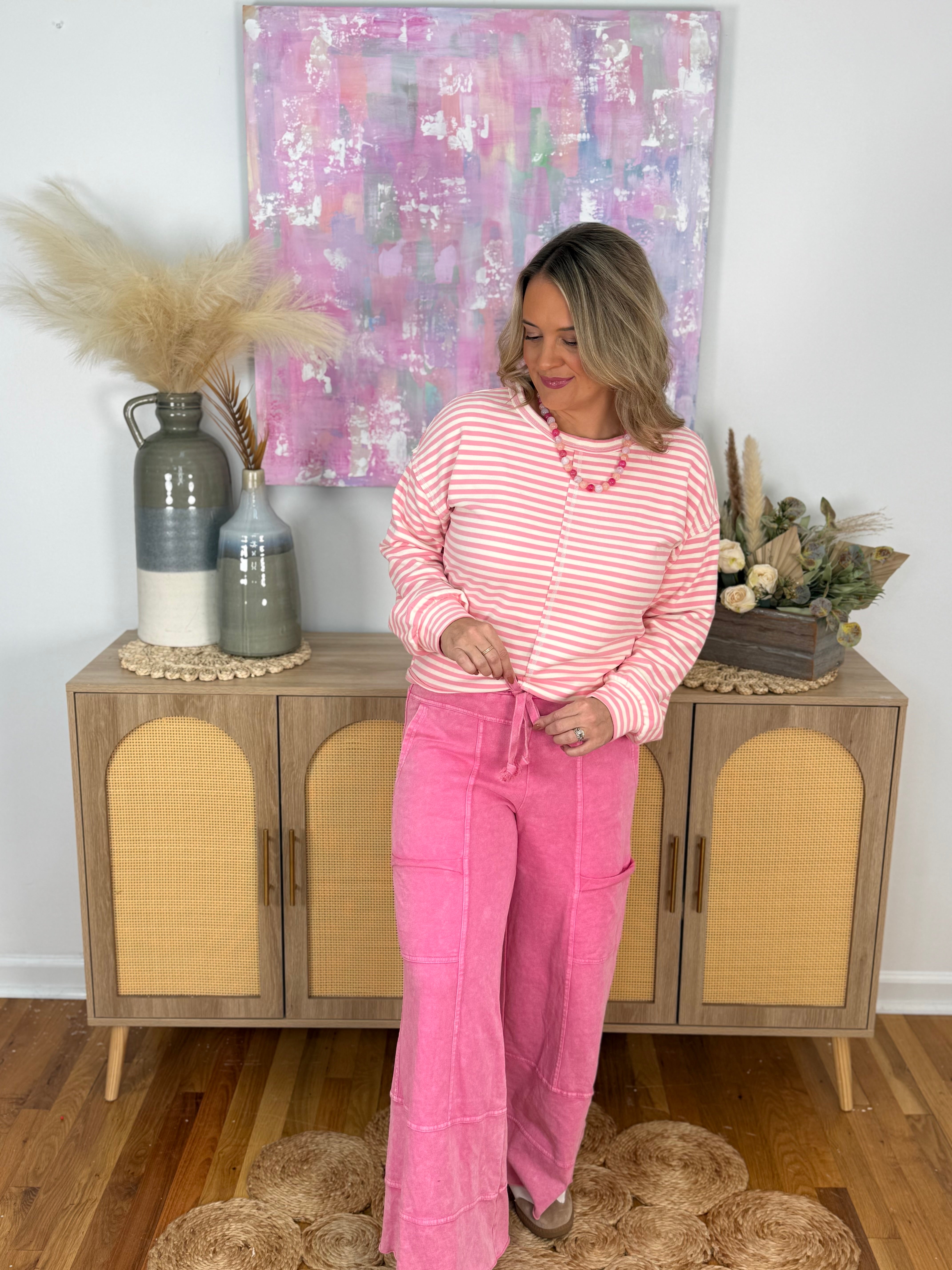 Power in Pink Brush Knit Top-110 Long Sleeve Top-Staccato-The Lovely Closet, Women's Fashion Boutique in Alexandria, KY
