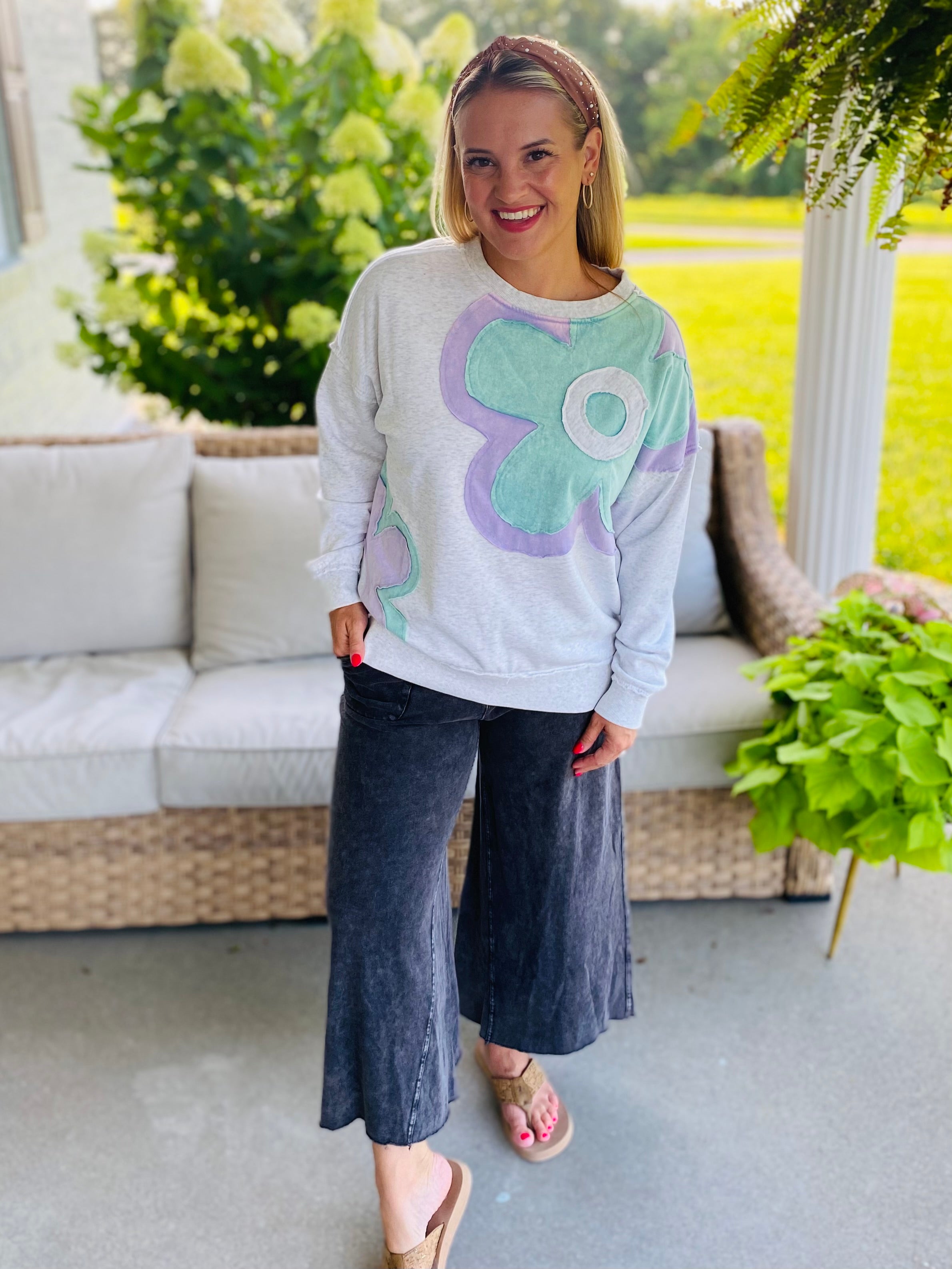 Cottage Garden Pullover-110 Long Sleeve Top-easel-The Lovely Closet, Women's Fashion Boutique in Alexandria, KY
