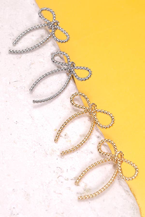 Silver Rope Bow Stud Earring-280 Accessories-JOSSLYN by wall to wall-The Lovely Closet, Women's Fashion Boutique in Alexandria, KY