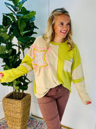 Starlight Bloom Top - Citron-110 Long Sleeve Top-easel-The Lovely Closet, Women's Fashion Boutique in Alexandria, KY