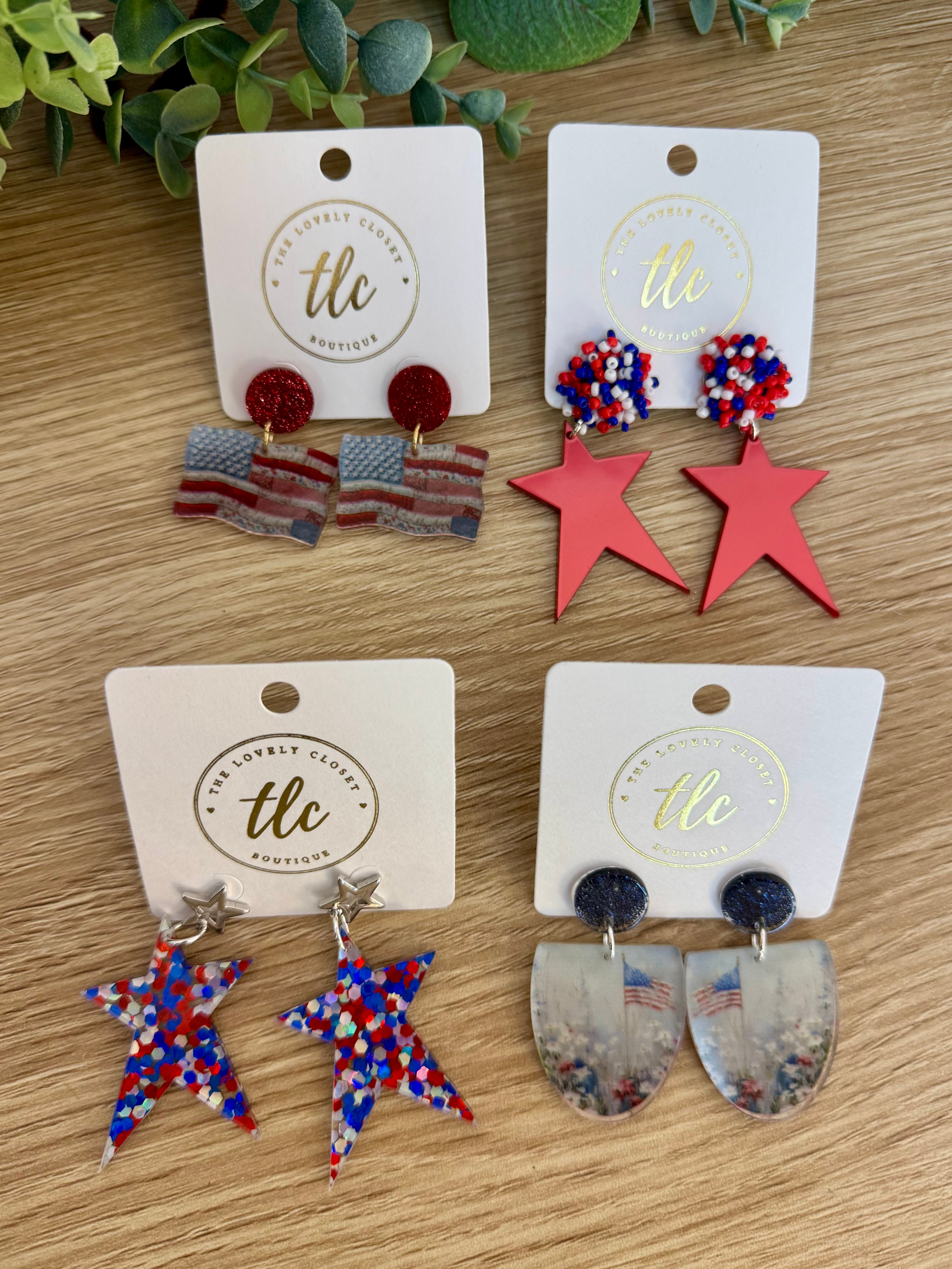 Patriotic RoseHeart Earrings-250 Jewelry-RH-The Lovely Closet, Women's Fashion Boutique in Alexandria, KY