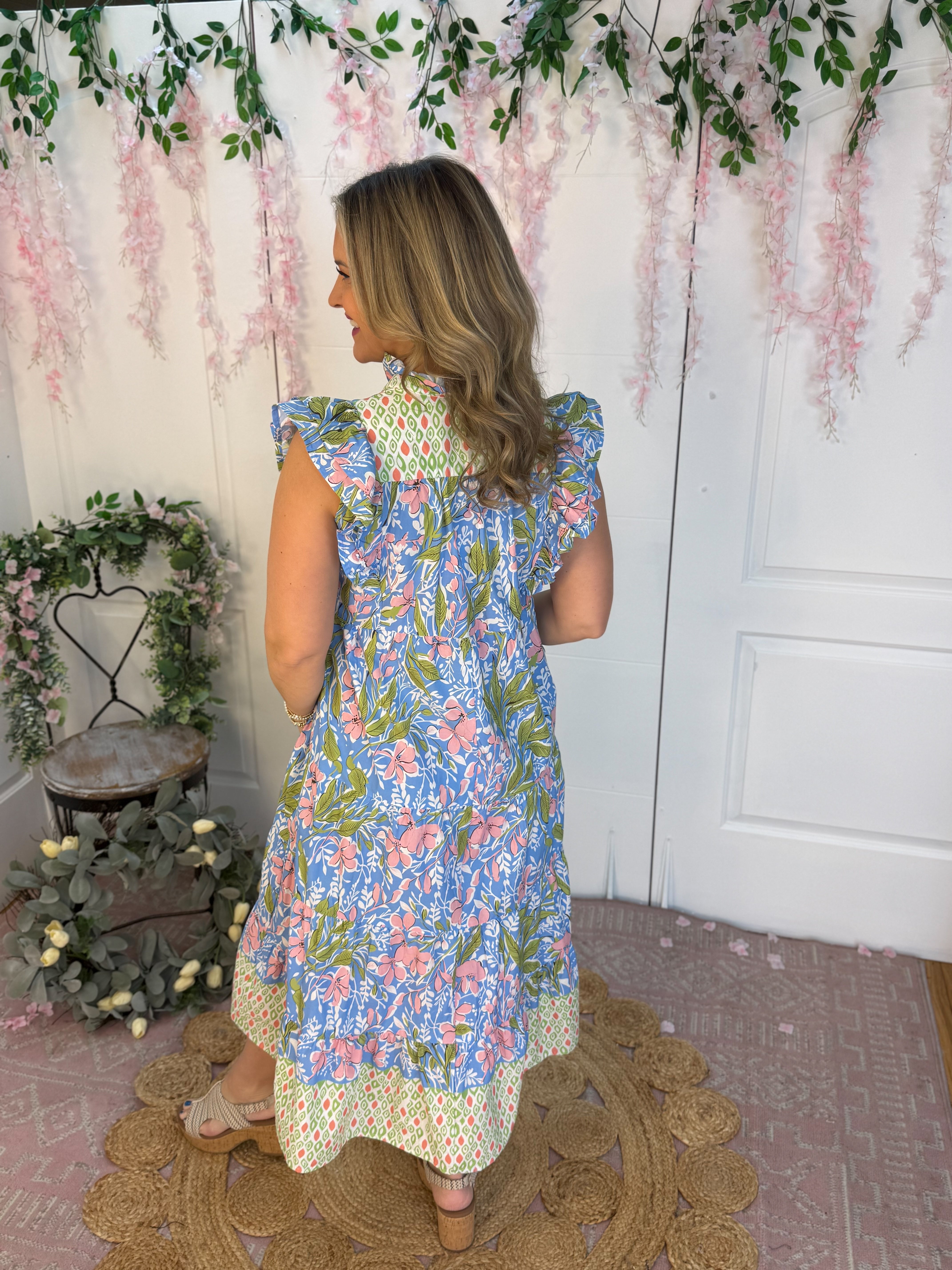 Fresh Floral Midi Dress-180 Dresses-umgee-The Lovely Closet, Women's Fashion Boutique in Alexandria, KY