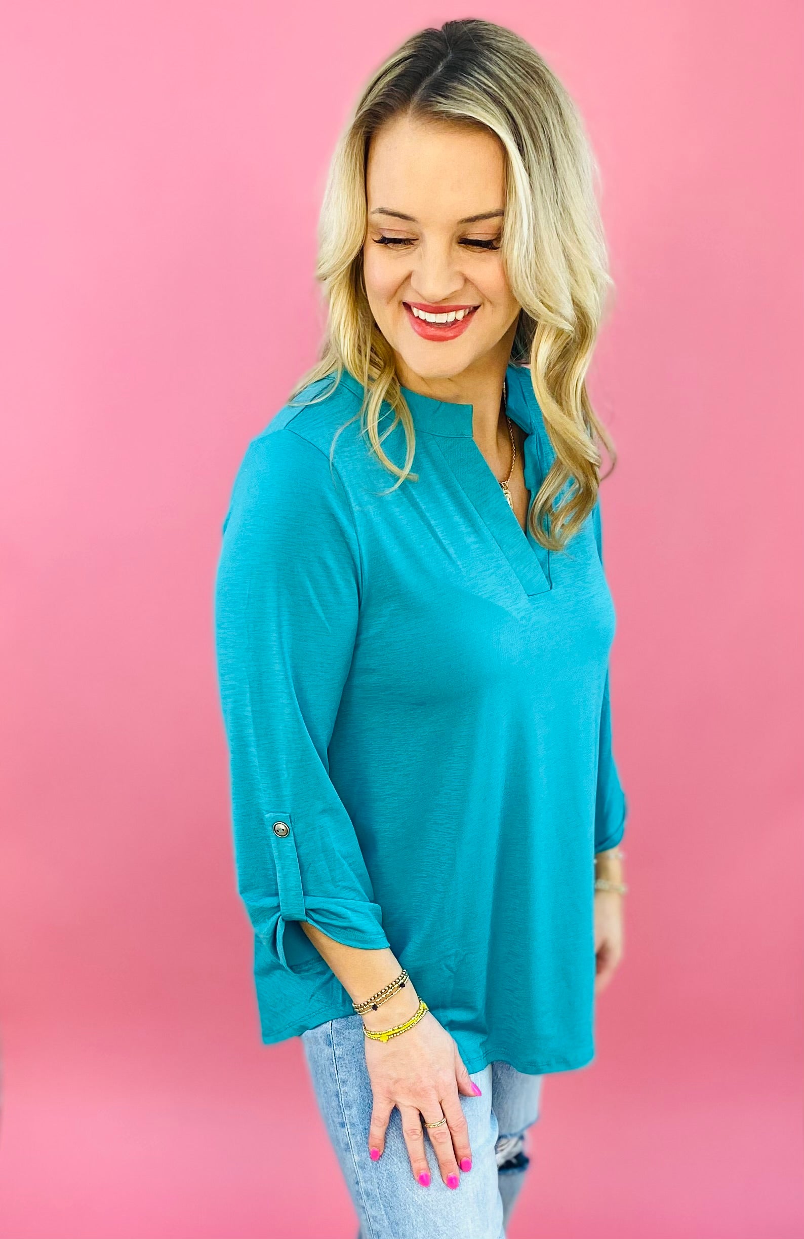 Lizzy Top Emerald-110 Long Sleeve Top-Dear Scarlett-The Lovely Closet, Women's Fashion Boutique in Alexandria, KY