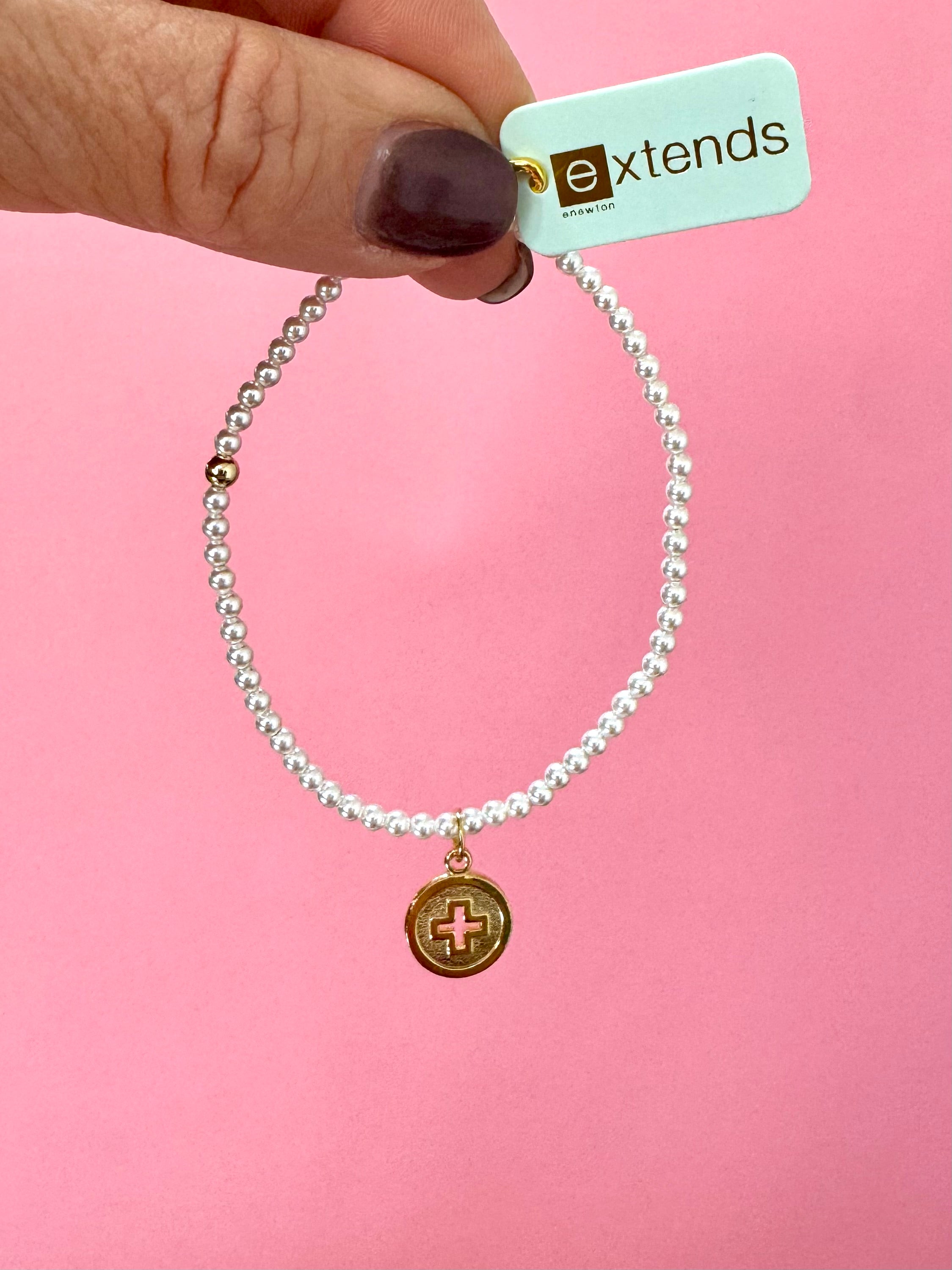 EXTENDS Classic Pearl 3mm Signature Cross Disc-260 eNewton-eNewton-The Lovely Closet, Women's Fashion Boutique in Alexandria, KY