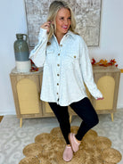 Cozy Season Button Down Shacket - Grey-170 Jackets/Outerwear-White Birch-The Lovely Closet, Women's Fashion Boutique in Alexandria, KY