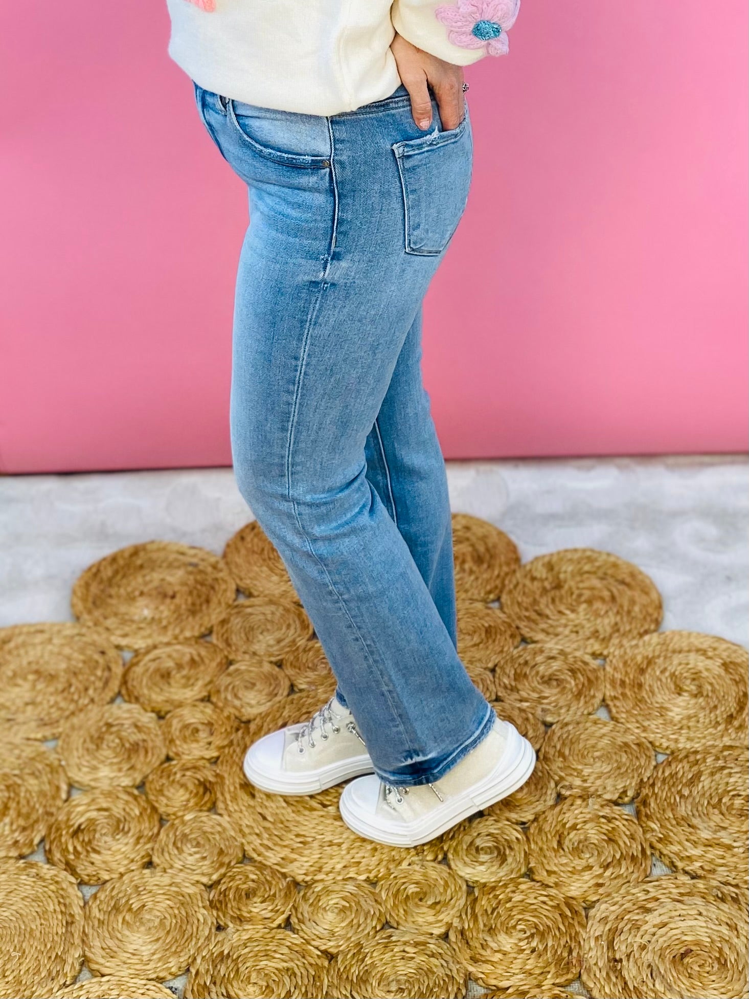 FINAL SALE RISEN - Mid Rise Ankle Slim Straight Medium Wash-210 Jeans-Risen-The Lovely Closet, Women's Fashion Boutique in Alexandria, KY