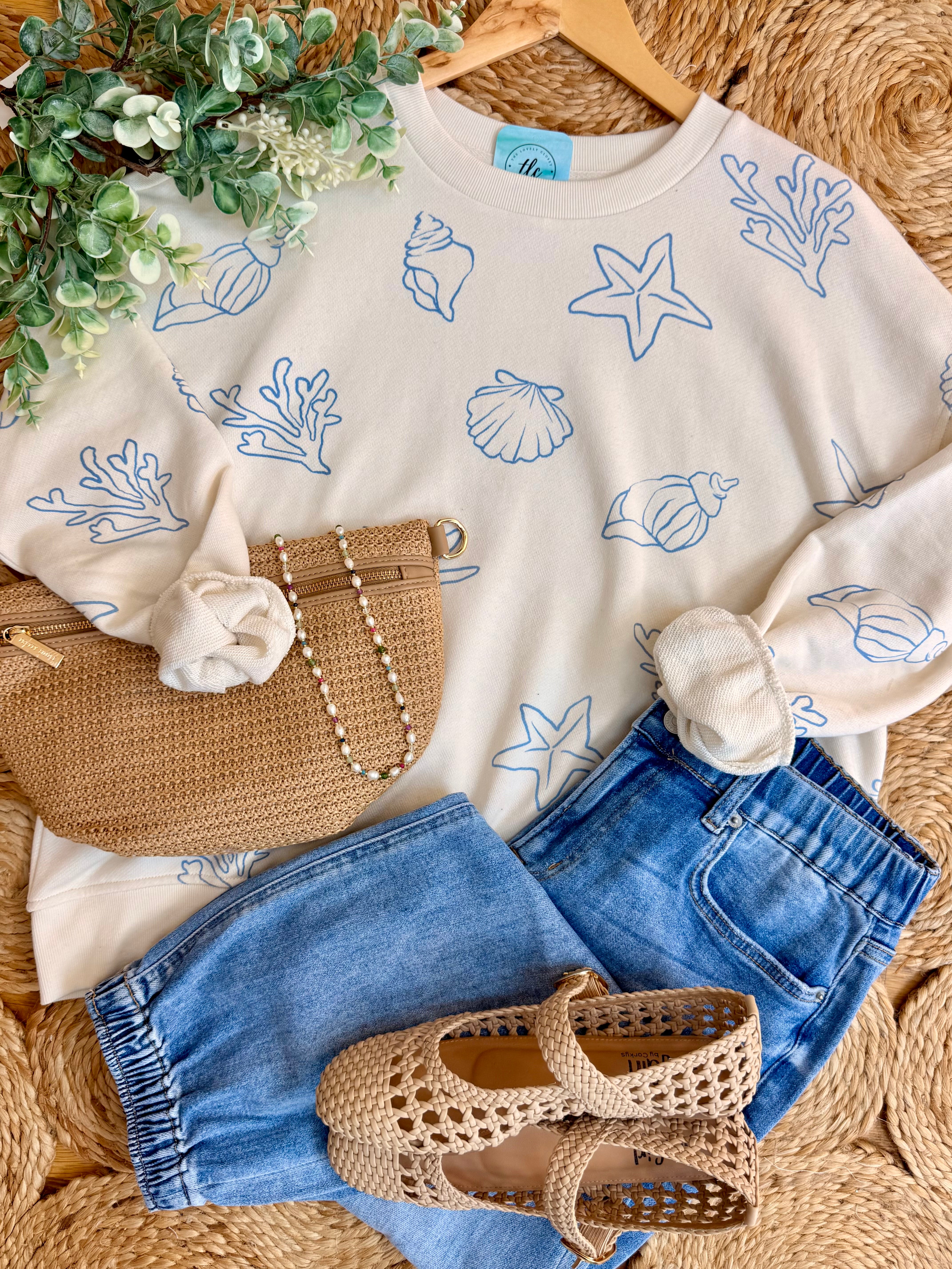 Resort Ready Sea Motif Pullover-110 Long Sleeve Top-Blu Pepper-The Lovely Closet, Women's Fashion Boutique in Alexandria, KY