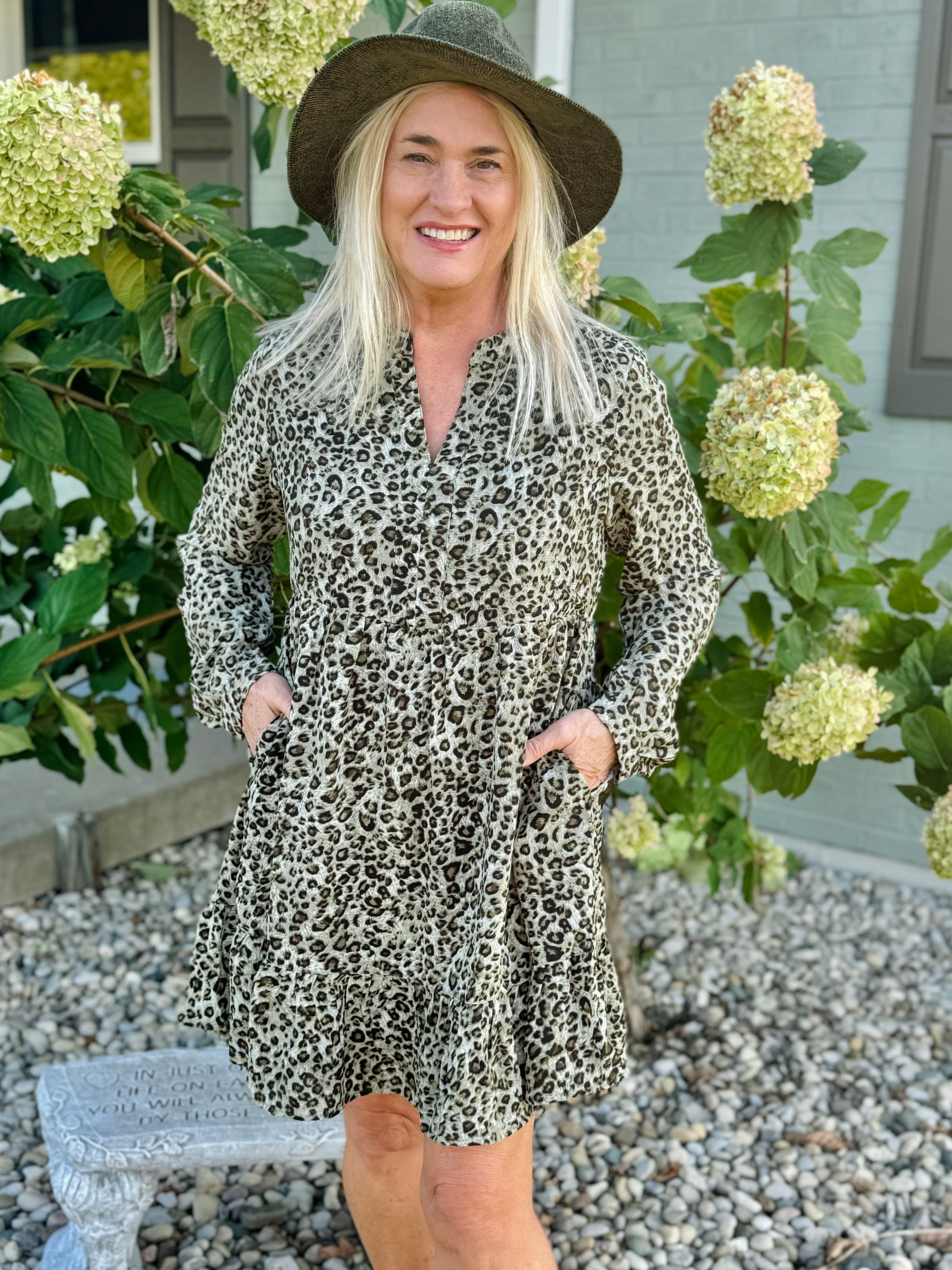 FINAL SALE Olive Leopard Dress-180 Dresses-The Lovely Closet-The Lovely Closet, Women's Fashion Boutique in Alexandria, KY