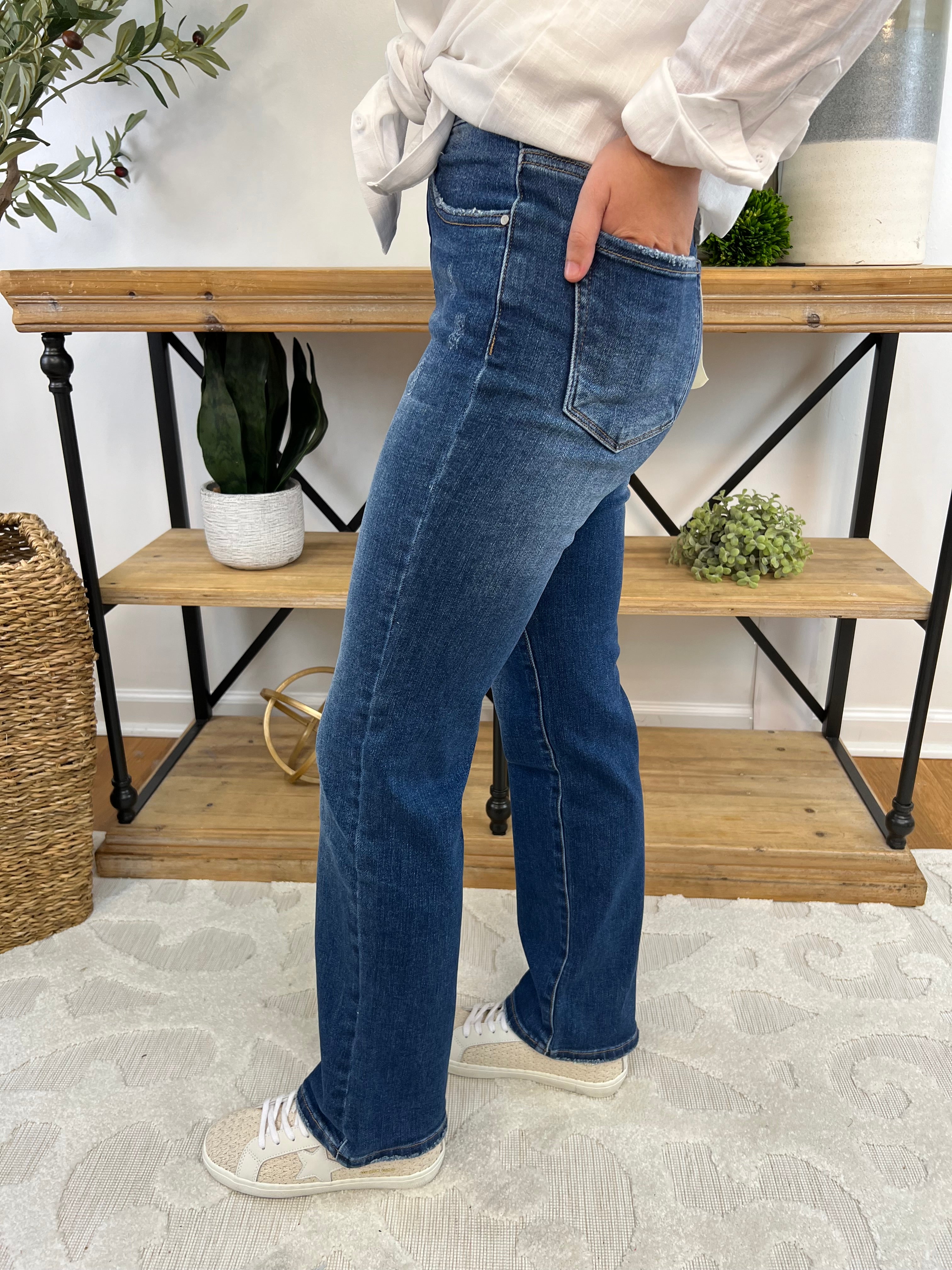 RISEN - High Rise Straight Ankle Jeans-210 Jeans-Risen-The Lovely Closet, Women's Fashion Boutique in Alexandria, KY