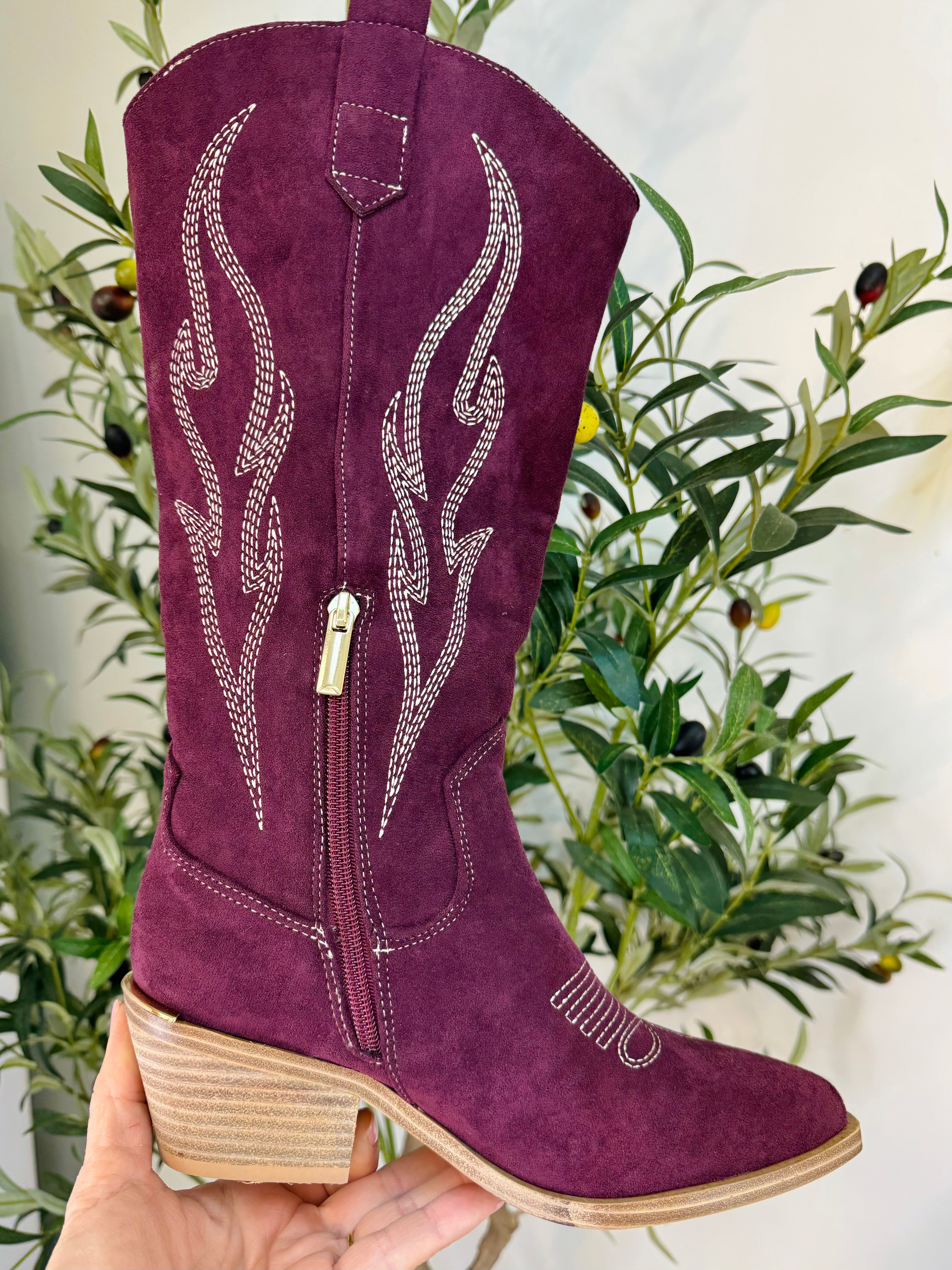 Corkys Headliner Faux Suede Boot - Wine-270 Shoes-The Lovely Closet-The Lovely Closet, Women's Fashion Boutique in Alexandria, KY