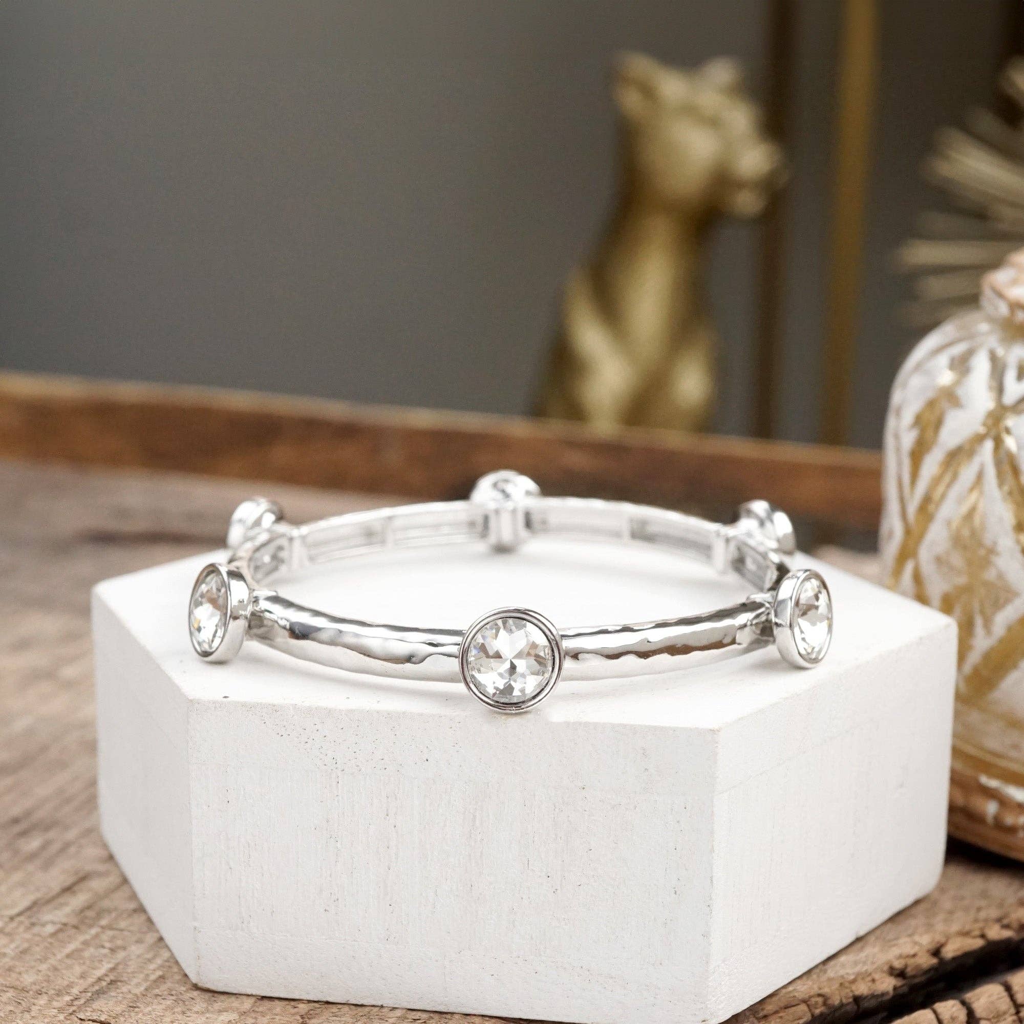 Sparkly Silver Tone Bracelet-250 Jewelry-PennyLine inc-The Lovely Closet, Women's Fashion Boutique in Alexandria, KY