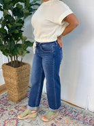 RISEN Mid Rise Boyfriend Roll Up Jeans-210 Jeans-Risen-The Lovely Closet, Women's Fashion Boutique in Alexandria, KY