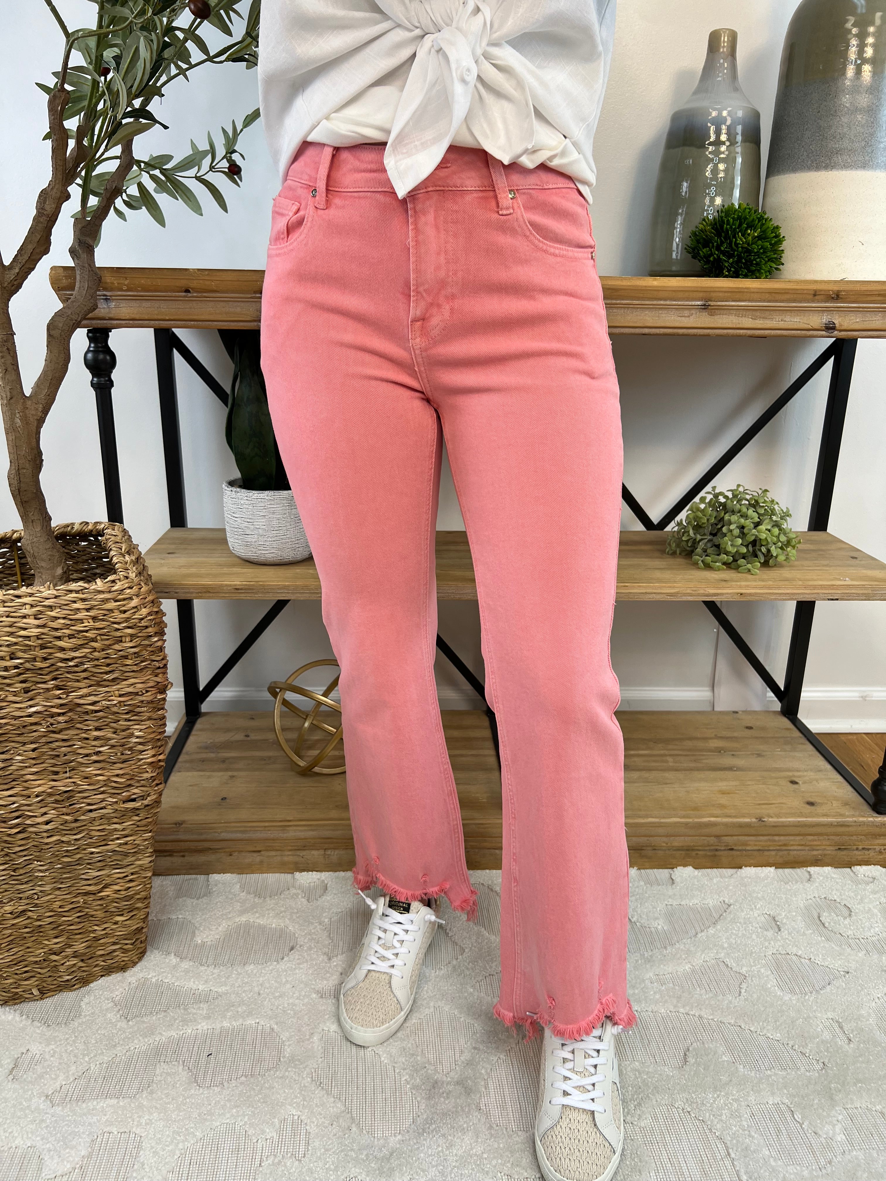 FINAL SALE - Sunset Pink Risen Jeans-210 Jeans-Risen-The Lovely Closet, Women's Fashion Boutique in Alexandria, KY