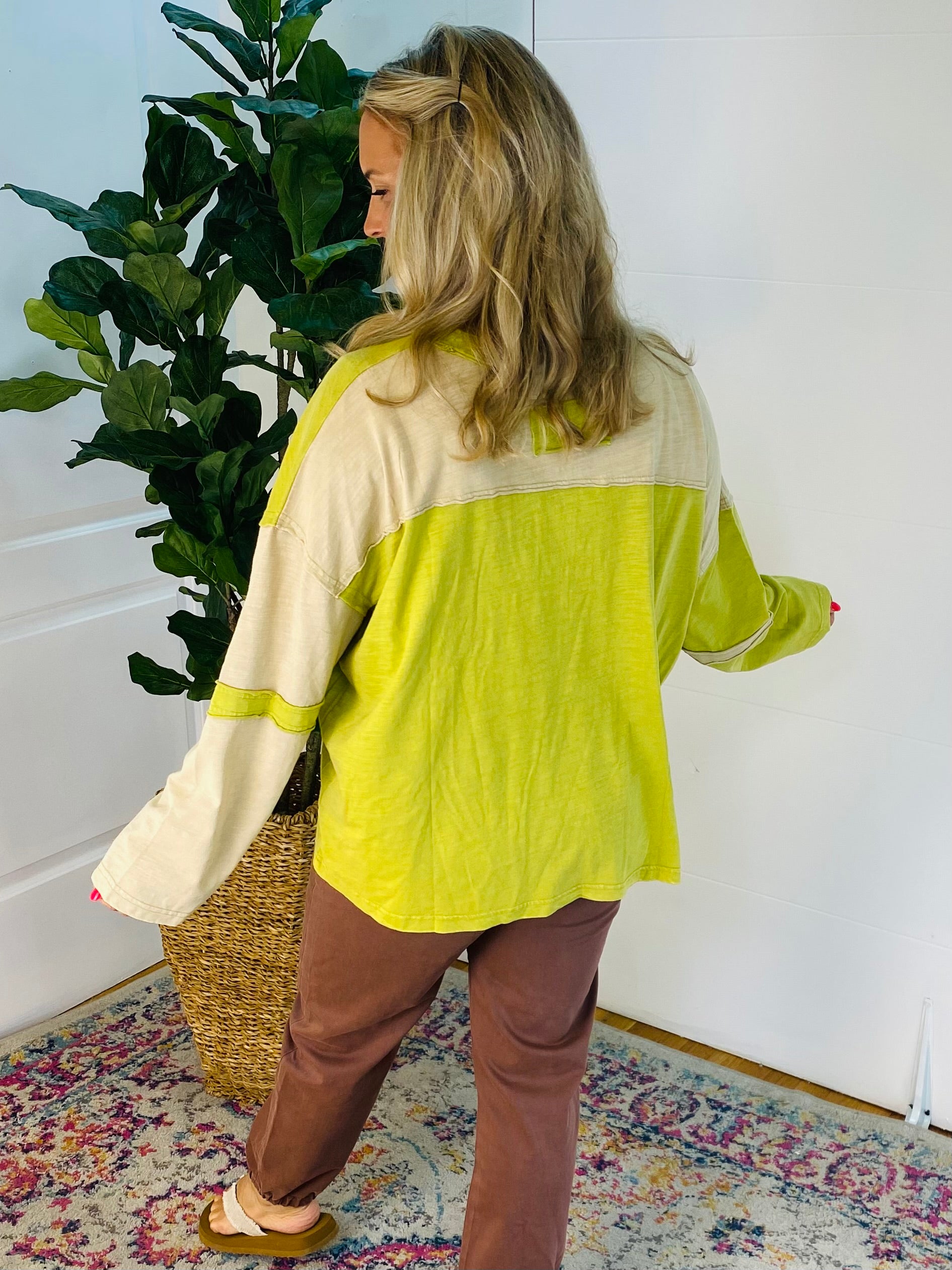 Starlight Bloom Top - Citron-110 Long Sleeve Top-easel-The Lovely Closet, Women's Fashion Boutique in Alexandria, KY