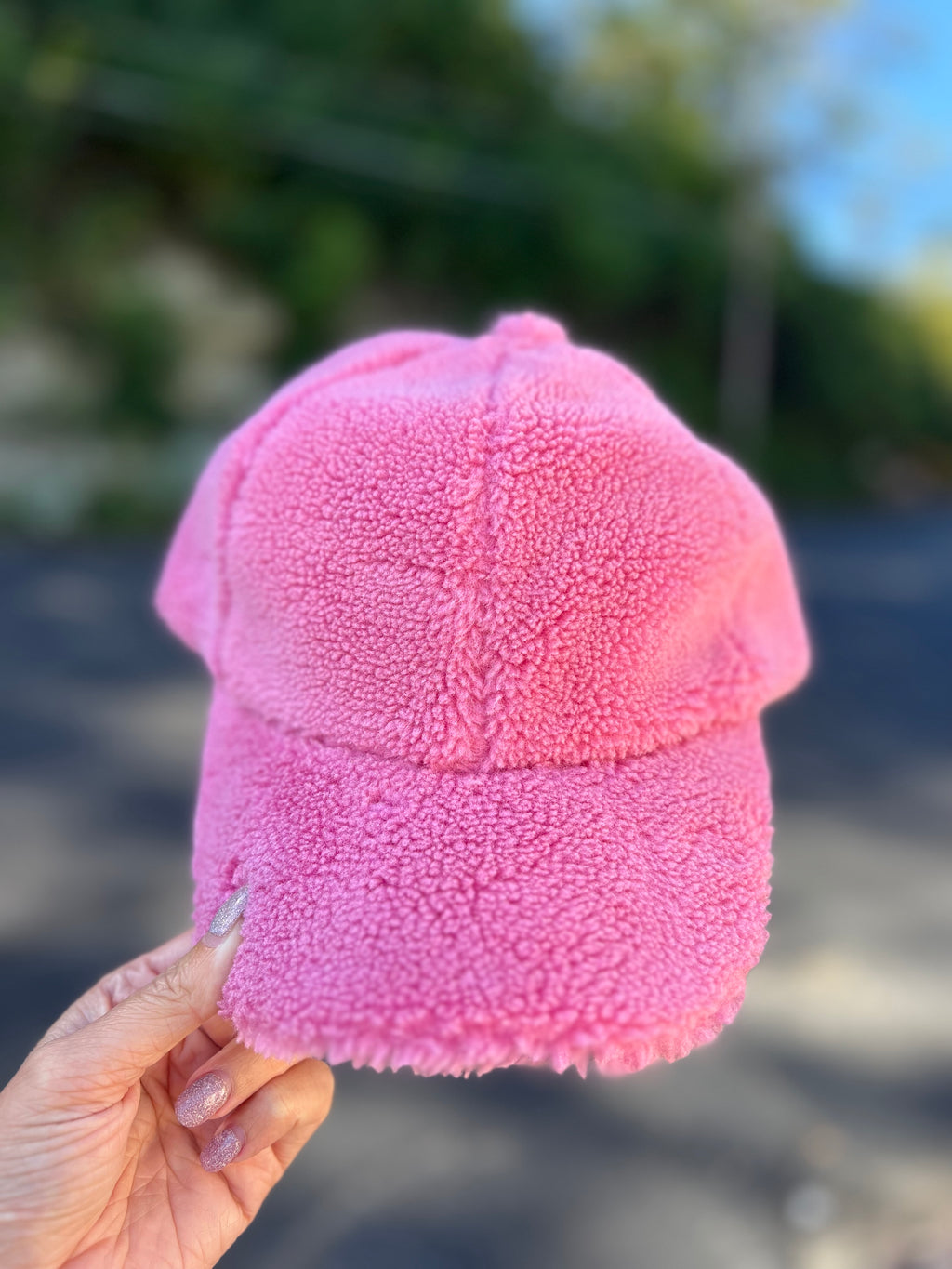 Pink Sherpa Baseball Hat-pinktober-The Lovely Closet, Women's Fashion Boutique in Alexandria, KY