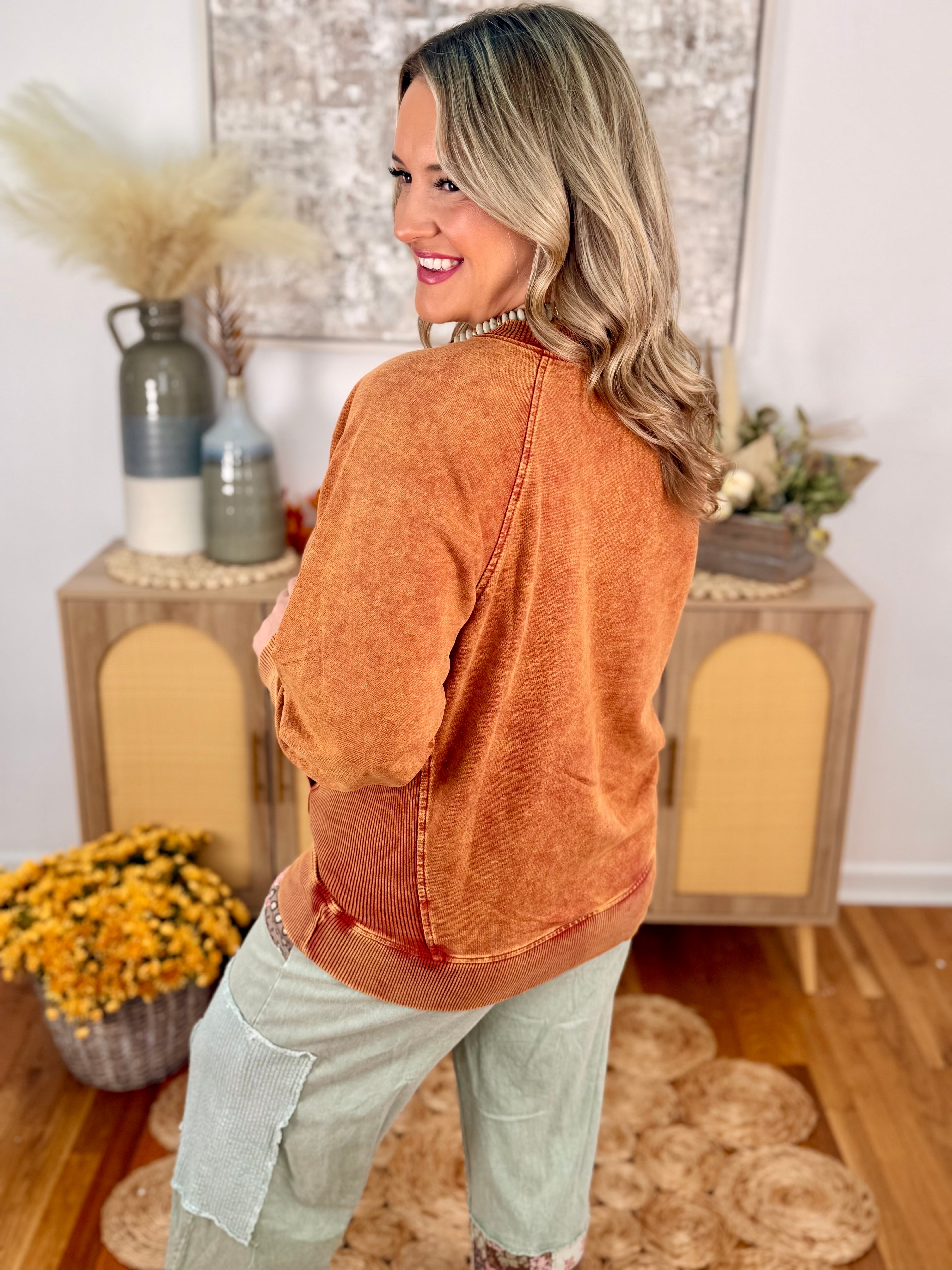 Run Around Acid Wash Pullover -150 Sweatshirts-The Lovely Closet-The Lovely Closet, Women's Fashion Boutique in Alexandria, KY