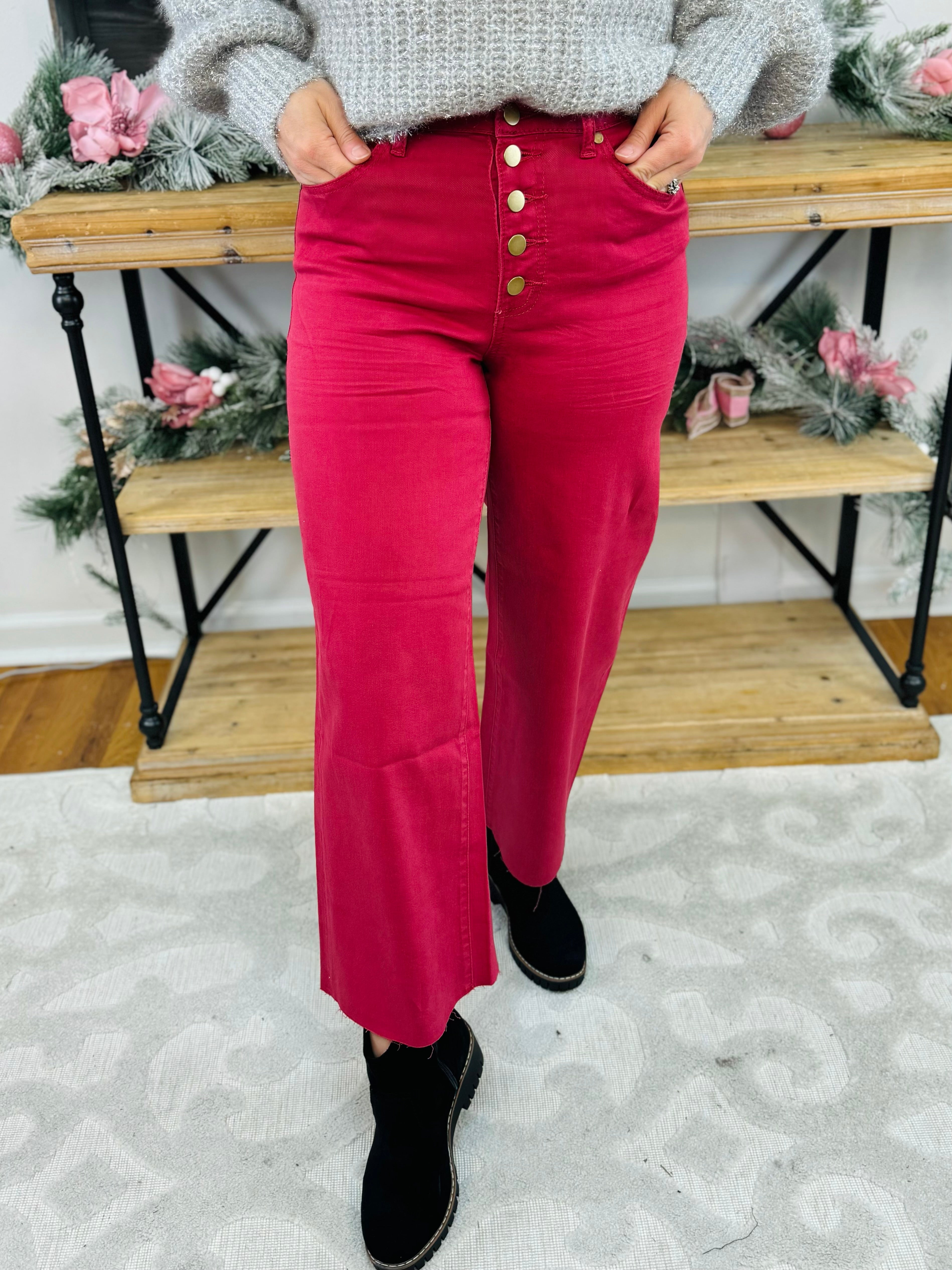 Button Front Twill Pants-240 Pants-The Lovely Closet-The Lovely Closet, Women's Fashion Boutique in Alexandria, KY