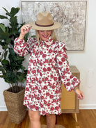 Rose Print Button Down Dress-180 Dresses-Anniewear-The Lovely Closet, Women's Fashion Boutique in Alexandria, KY