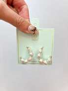 1” Admire Gold Pearl Post Hoop-Earrings-eNewton-The Lovely Closet, Women's Fashion Boutique in Alexandria, KY