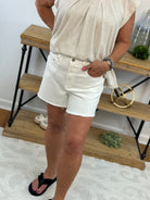 Raw Hem White Denim Shorts-230 Skirts/Shorts-The Lovely Closet-The Lovely Closet, Women's Fashion Boutique in Alexandria, KY