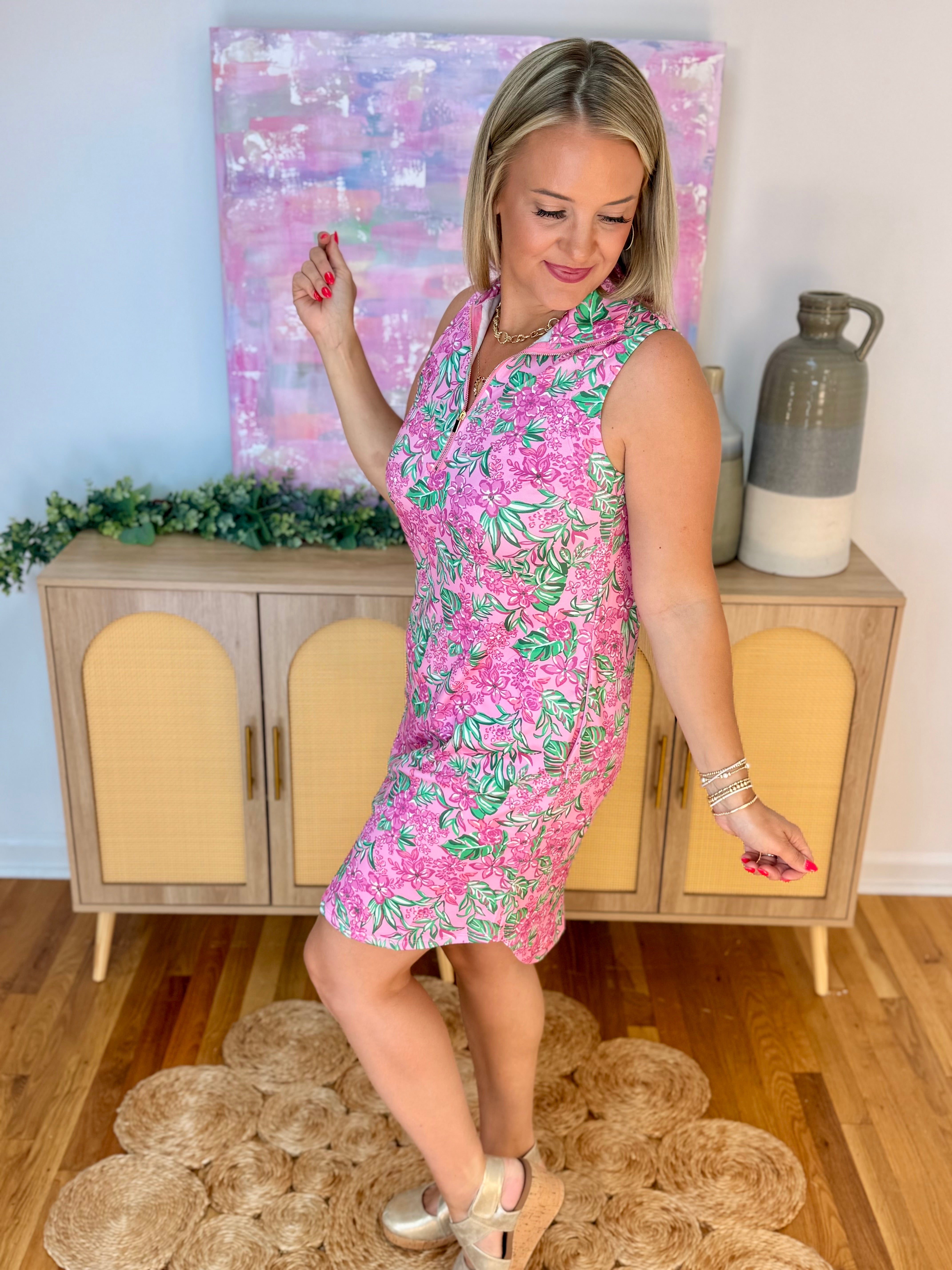 Sun Cool Dress - Pink and Green Multi-180 Dresses-Dear Scarlett-The Lovely Closet, Women's Fashion Boutique in Alexandria, KY