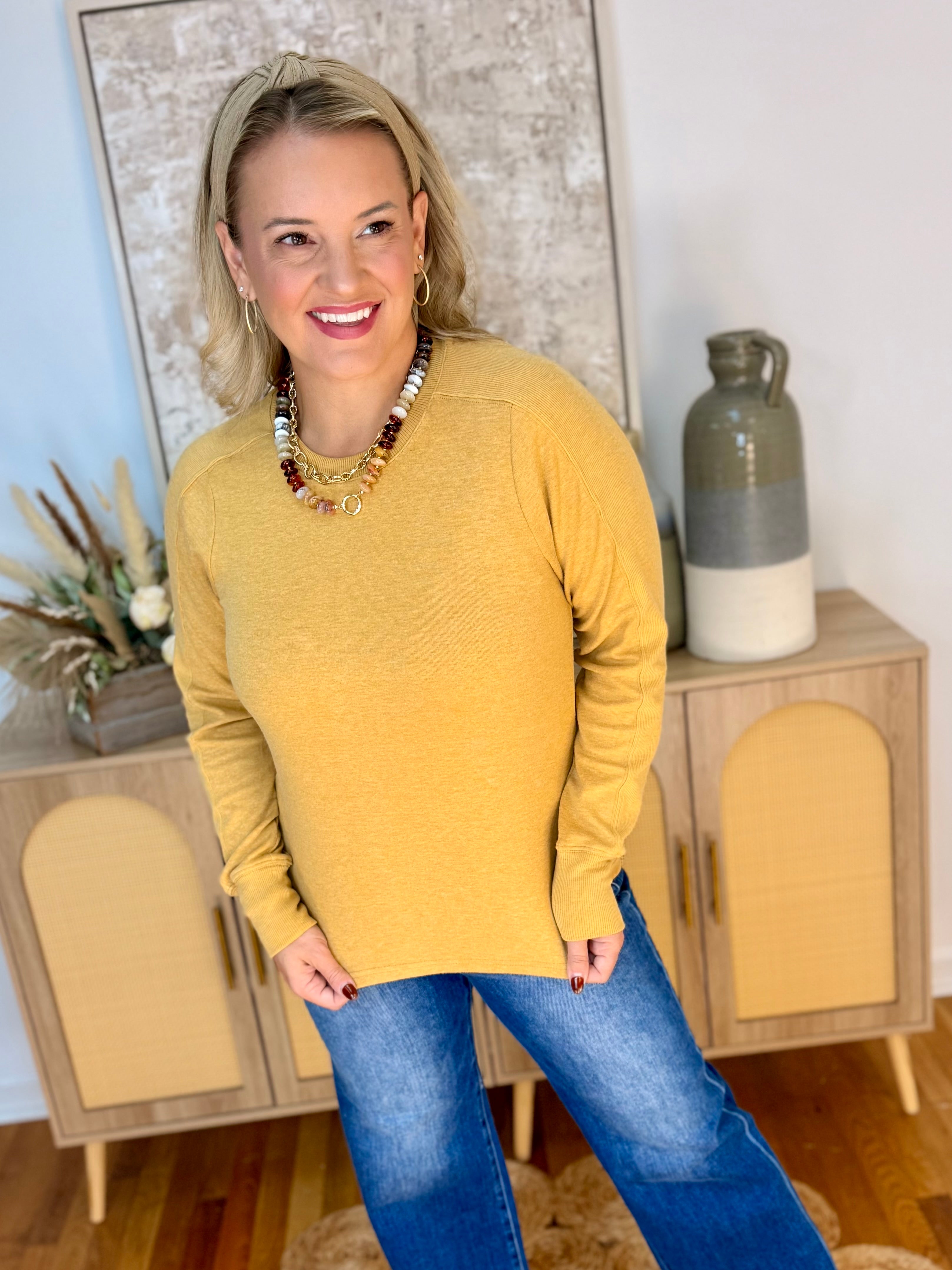 Golden Girl Long Sleeve Top-110 Long Sleeve Top-Staccato-The Lovely Closet, Women's Fashion Boutique in Alexandria, KY
