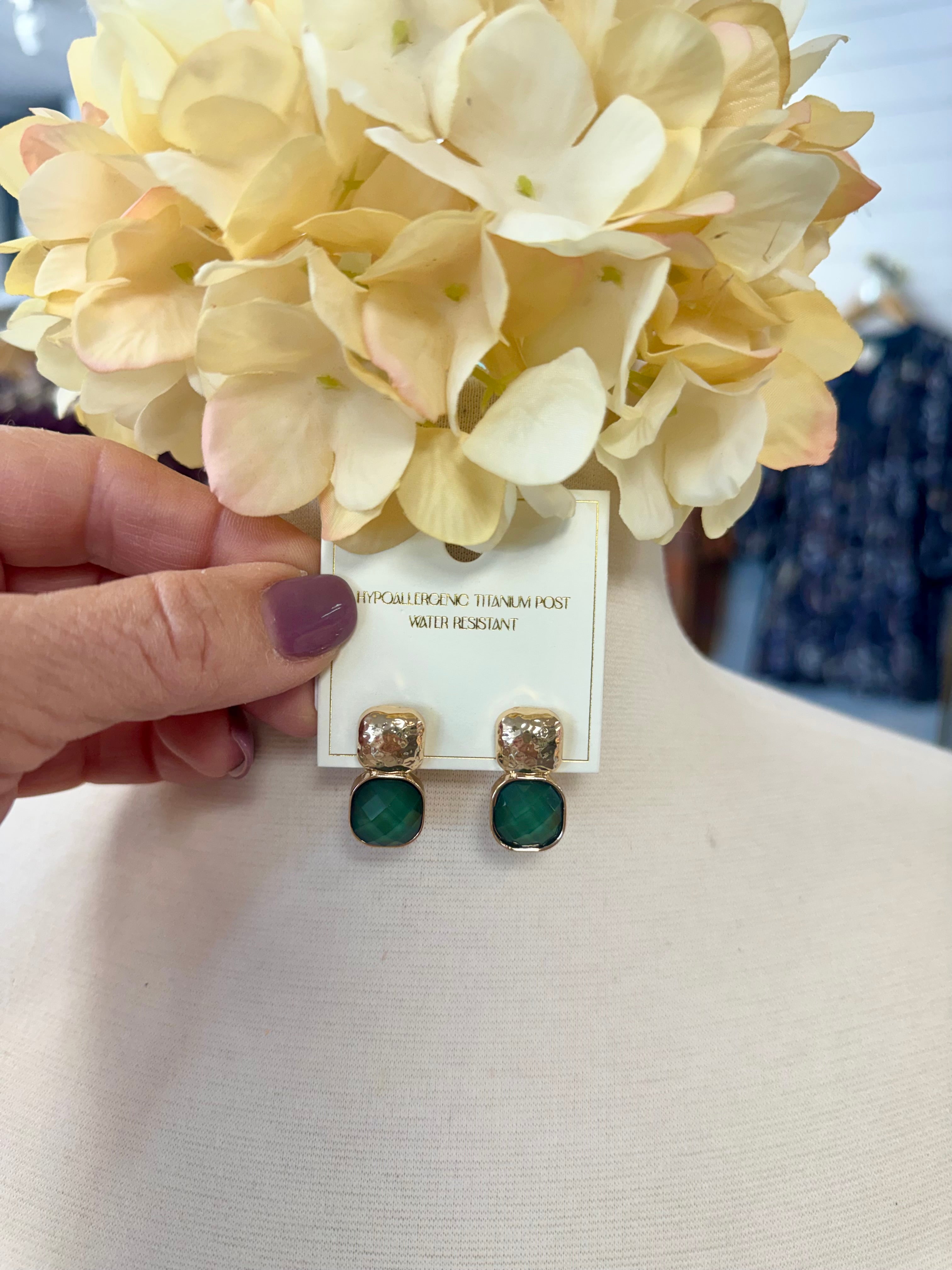 Square Faceted Post Earring-280 Accessories-Golden Stella-The Lovely Closet, Women's Fashion Boutique in Alexandria, KY