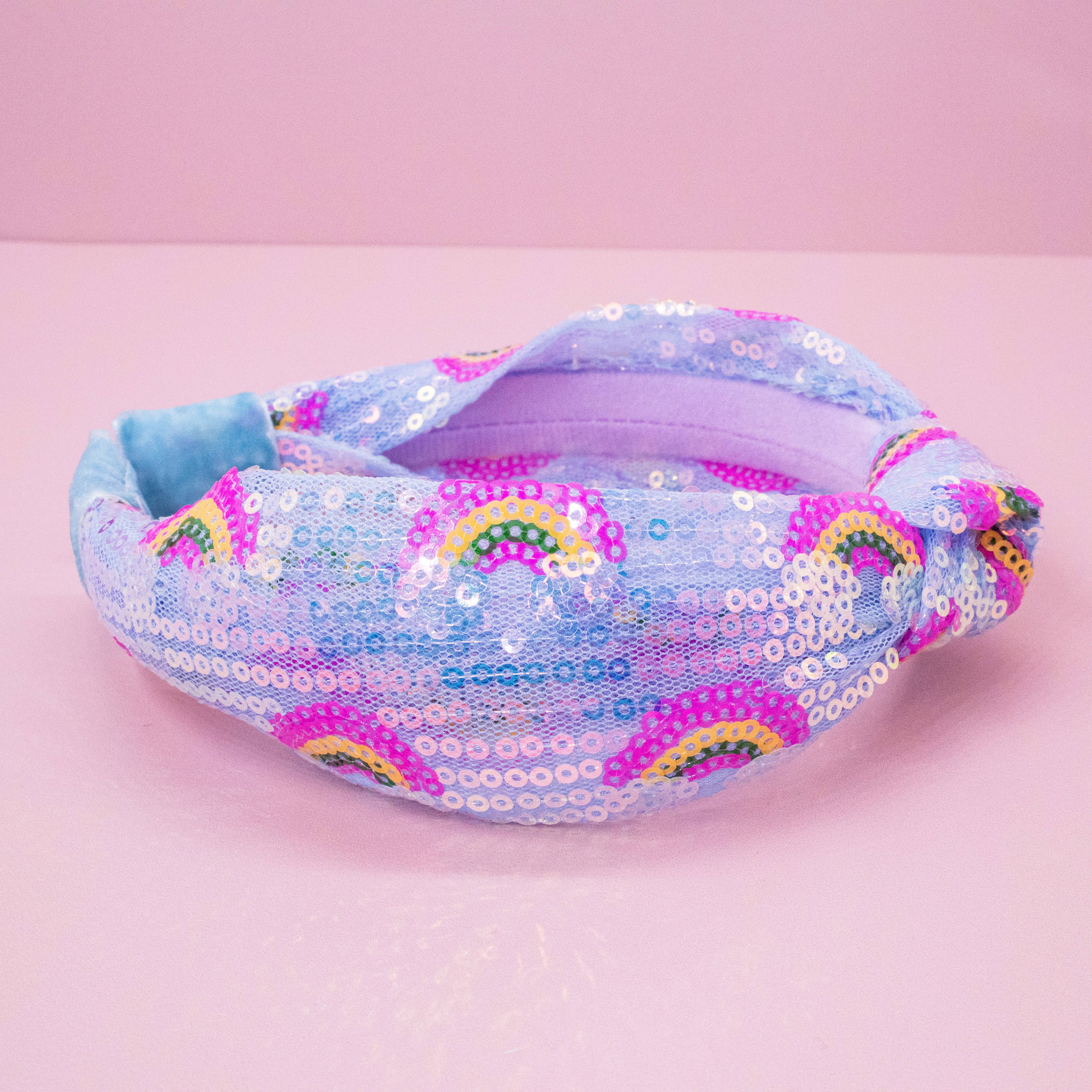Kids Sequin Knot Headband - Rainbow: Blue-360 Carolines Closet-Frog Sac-The Lovely Closet, Women's Fashion Boutique in Alexandria, KY