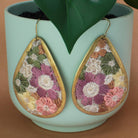 Olive & Pink Floral Fabric Embroidered Earrings-280 Accessories-ZAD-The Lovely Closet, Women's Fashion Boutique in Alexandria, KY