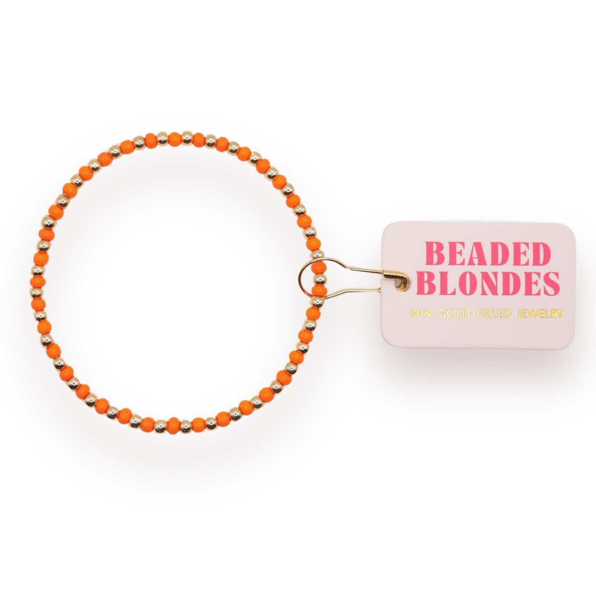 Orange Demi: Gold/Std 6.75-bracelet-Beaded Blondes-The Lovely Closet, Women's Fashion Boutique in Alexandria, KY