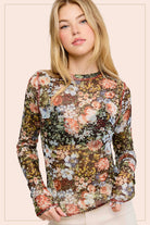 Sheer Long Sleeve Mesh Layering Top - Hazelnut-110 Long Sleeve Top-La Miel-The Lovely Closet, Women's Fashion Boutique in Alexandria, KY