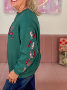 Sarah FaLaLa Season Sweatshirt-110 Long Sleeve Top-Mary square-The Lovely Closet, Women's Fashion Boutique in Alexandria, KY