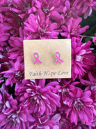 FAITH. HOPE. LOVE. Pink Ribbon Earrings-250 Jewelry-Donation Pink-The Lovely Closet, Women's Fashion Boutique in Alexandria, KY