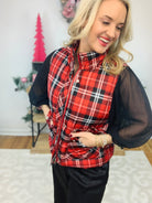 FINAL SALE - Holiday Plaid Vest - Red-170 Jackets/Outerwear-The Lovely Closet-The Lovely Closet, Women's Fashion Boutique in Alexandria, KY