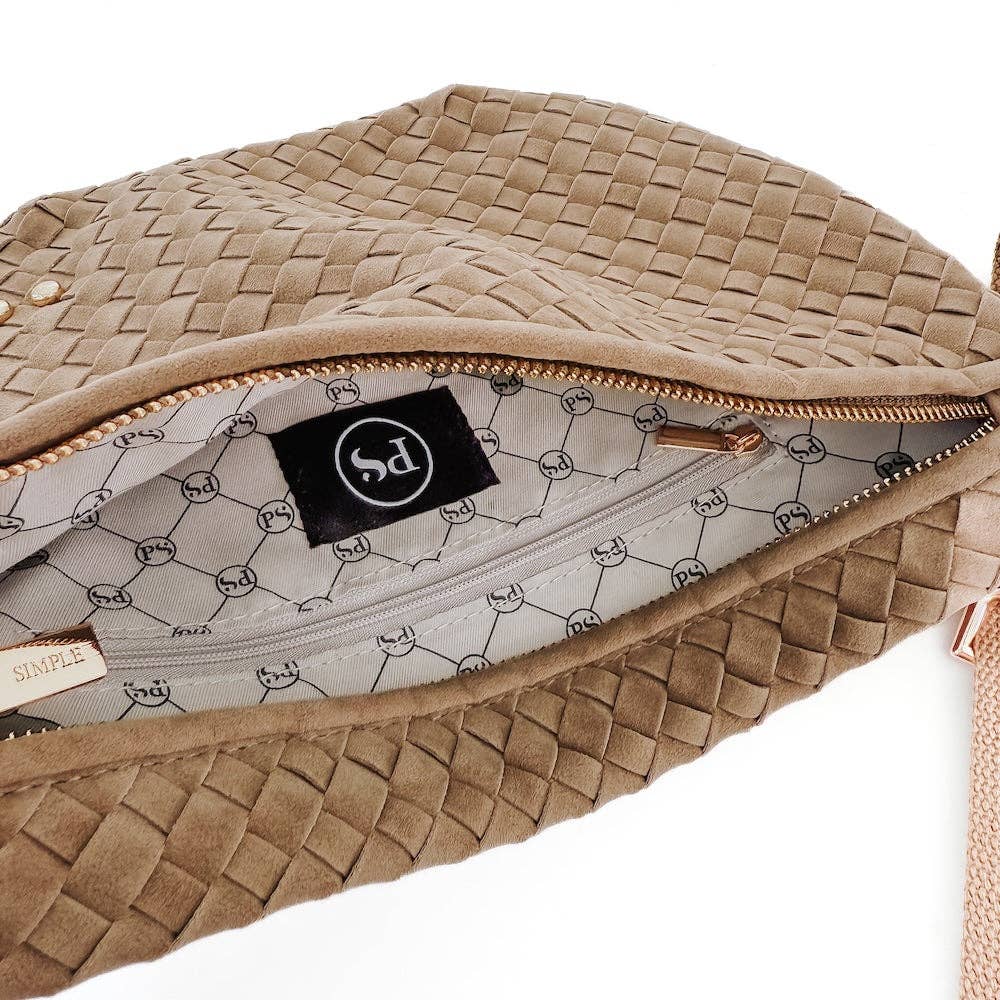 Suede Westlyn Woven Bum Bag -Suede Taupe-290 Bag/Handbags-Pretty Simple-The Lovely Closet, Women's Fashion Boutique in Alexandria, KY