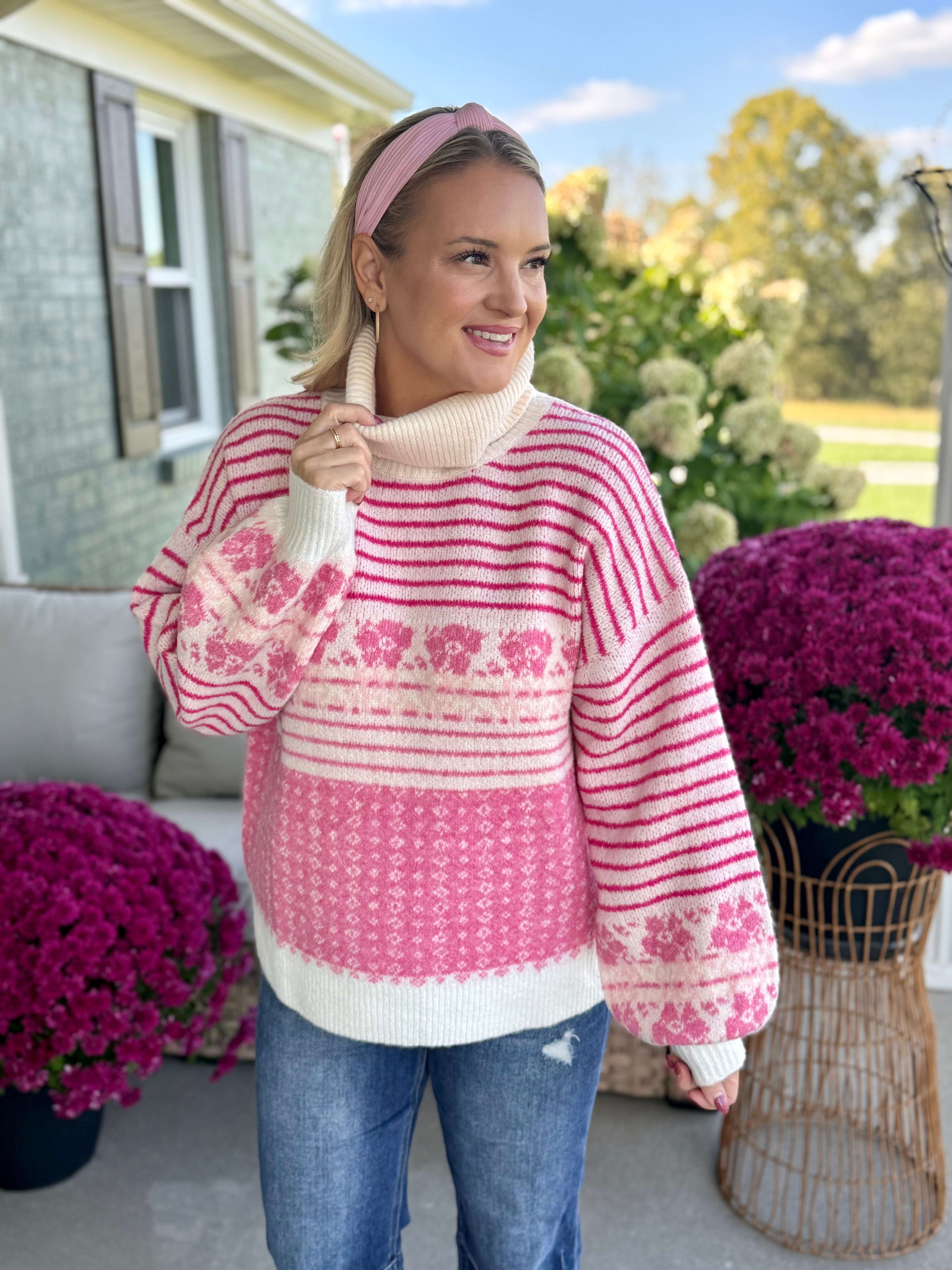 Pretty in Pink Cowl Neck Sweater-140 Sweaters-Donation Pink-The Lovely Closet, Women's Fashion Boutique in Alexandria, KY