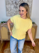 Feeling Refreshed Scalloped Edge Top - Butter Yellow-100 Short Sleeve Tops-Allie Rose-The Lovely Closet, Women's Fashion Boutique in Alexandria, KY