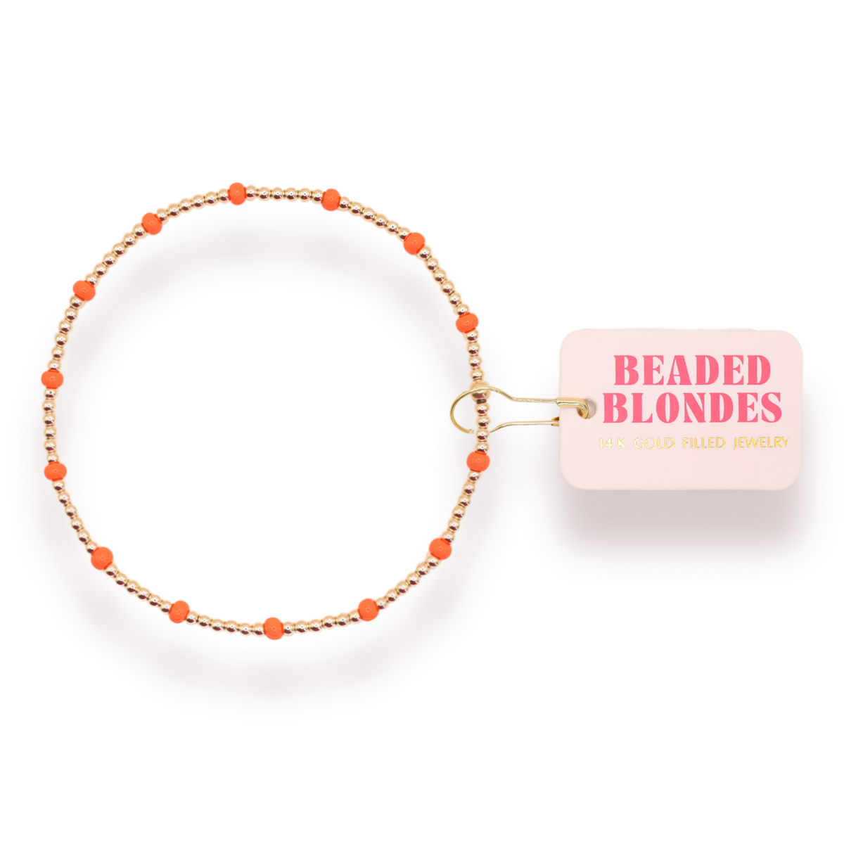 Orange Dainty Poppi: Gold/Std 6.75-bracelet-Beaded Blondes-The Lovely Closet, Women's Fashion Boutique in Alexandria, KY