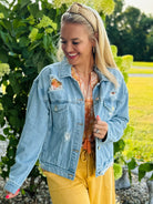 Keeping It Cool Risen Denim Jacket-170 Jackets/Outerwear-Risen-The Lovely Closet, Women's Fashion Boutique in Alexandria, KY