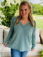 Autumn Days Ribbed Top - Teal-110 Long Sleeve Top-zenana-The Lovely Closet, Women's Fashion Boutique in Alexandria, KY