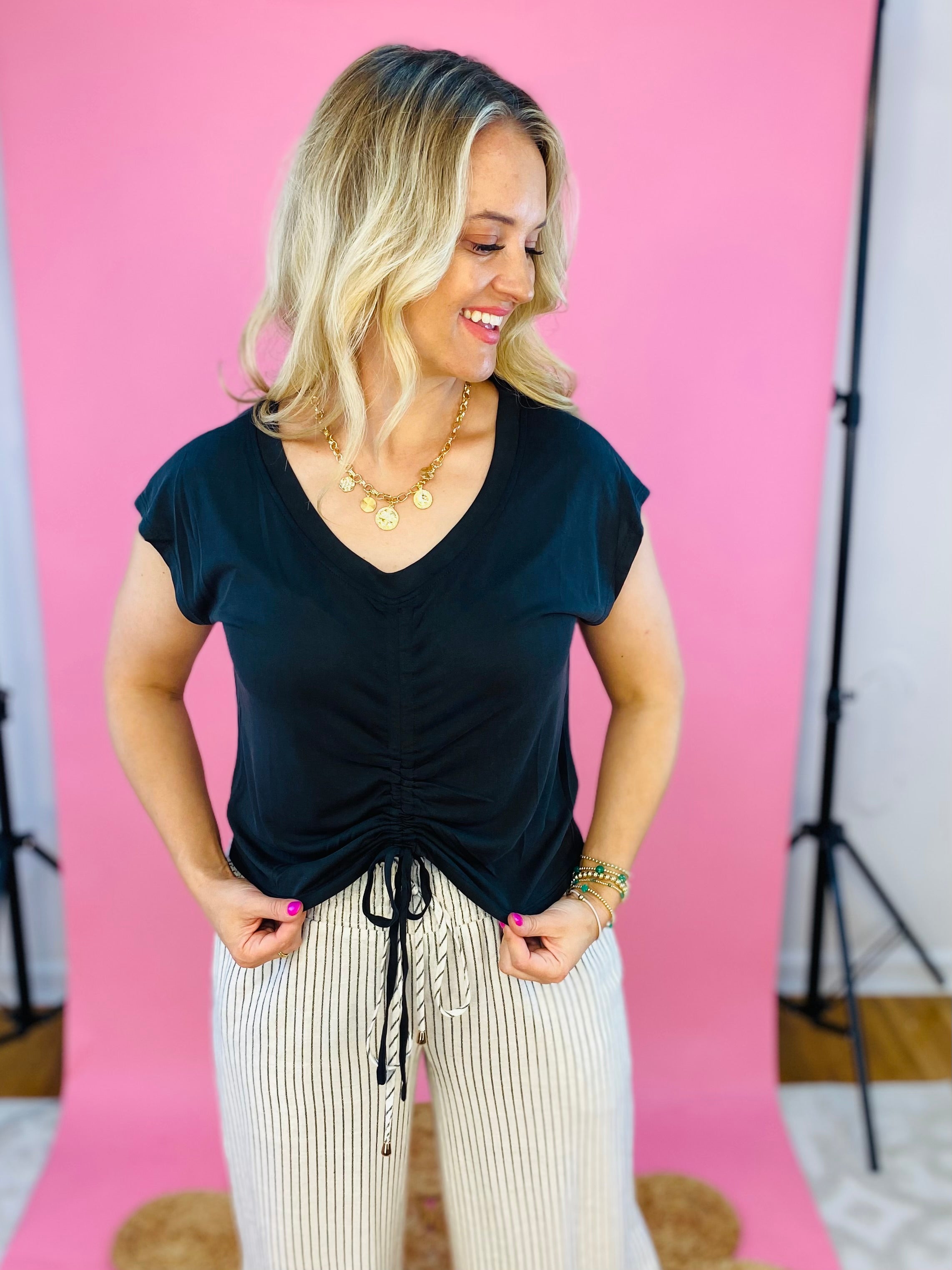 Simplicity Top - Black-100 Short Sleeve Tops-Mystree-The Lovely Closet, Women's Fashion Boutique in Alexandria, KY