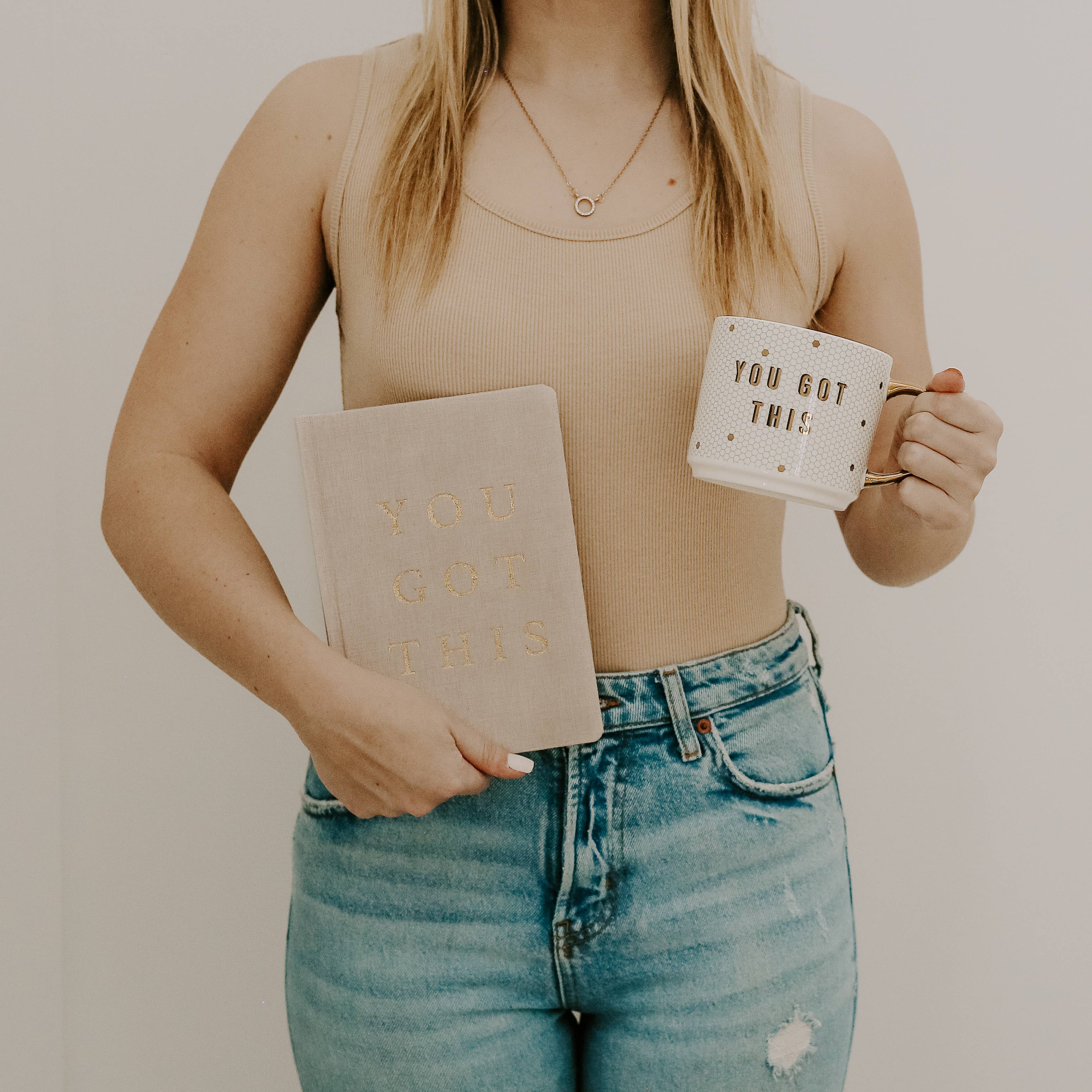 You Got This - Tan and Gold Foil Fabric Journal-310 Gift-Sweet Water Decor-The Lovely Closet, Women's Fashion Boutique in Alexandria, KY