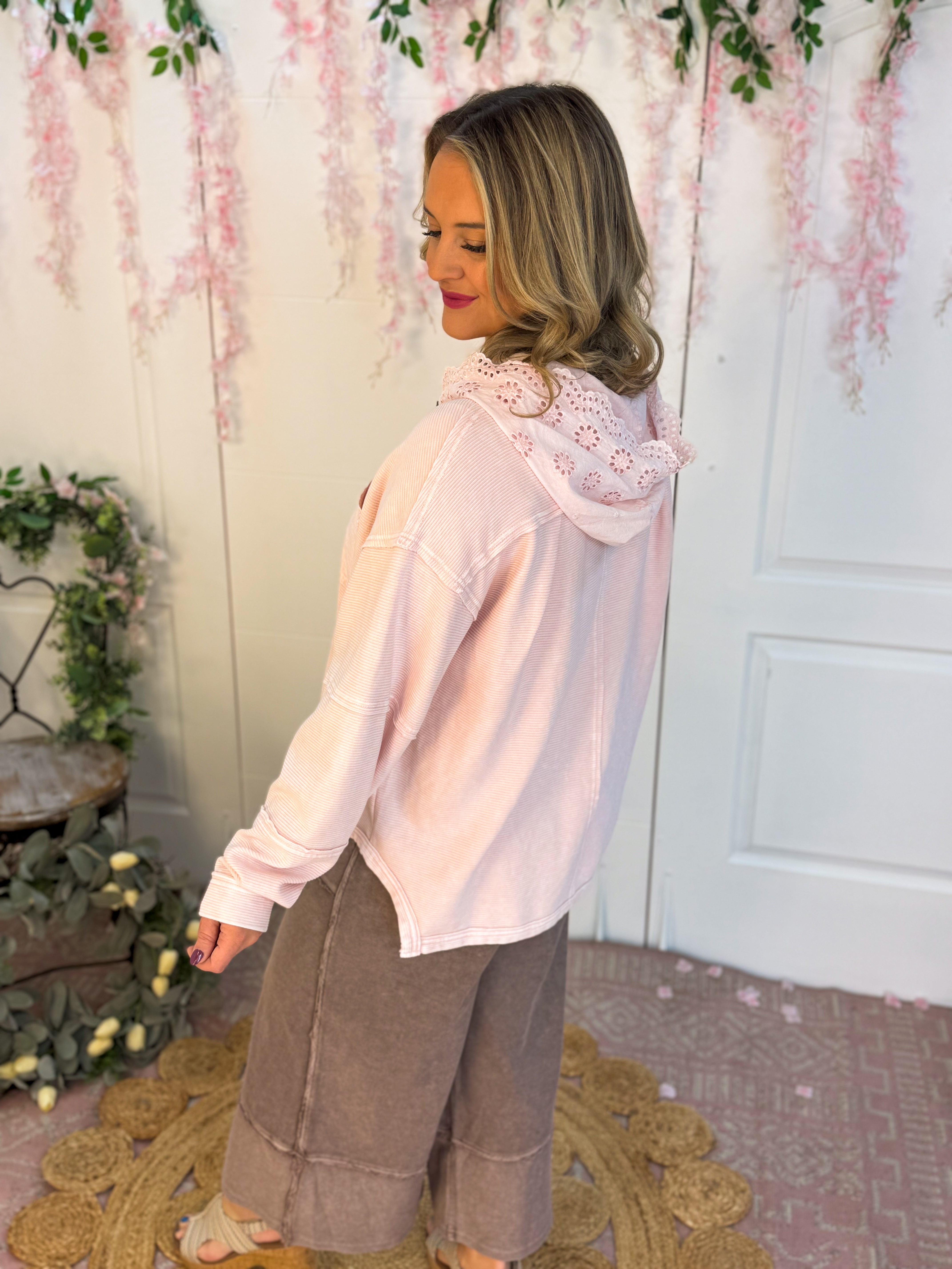 Sweet In Pink Hooded Top-110 Long Sleeve Top-easel-The Lovely Closet, Women's Fashion Boutique in Alexandria, KY